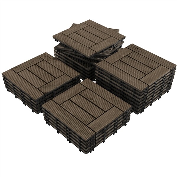 12×12” 27pcs Deck Patio Tiles Interlocking Wood Flooring Pavers Tiles Black