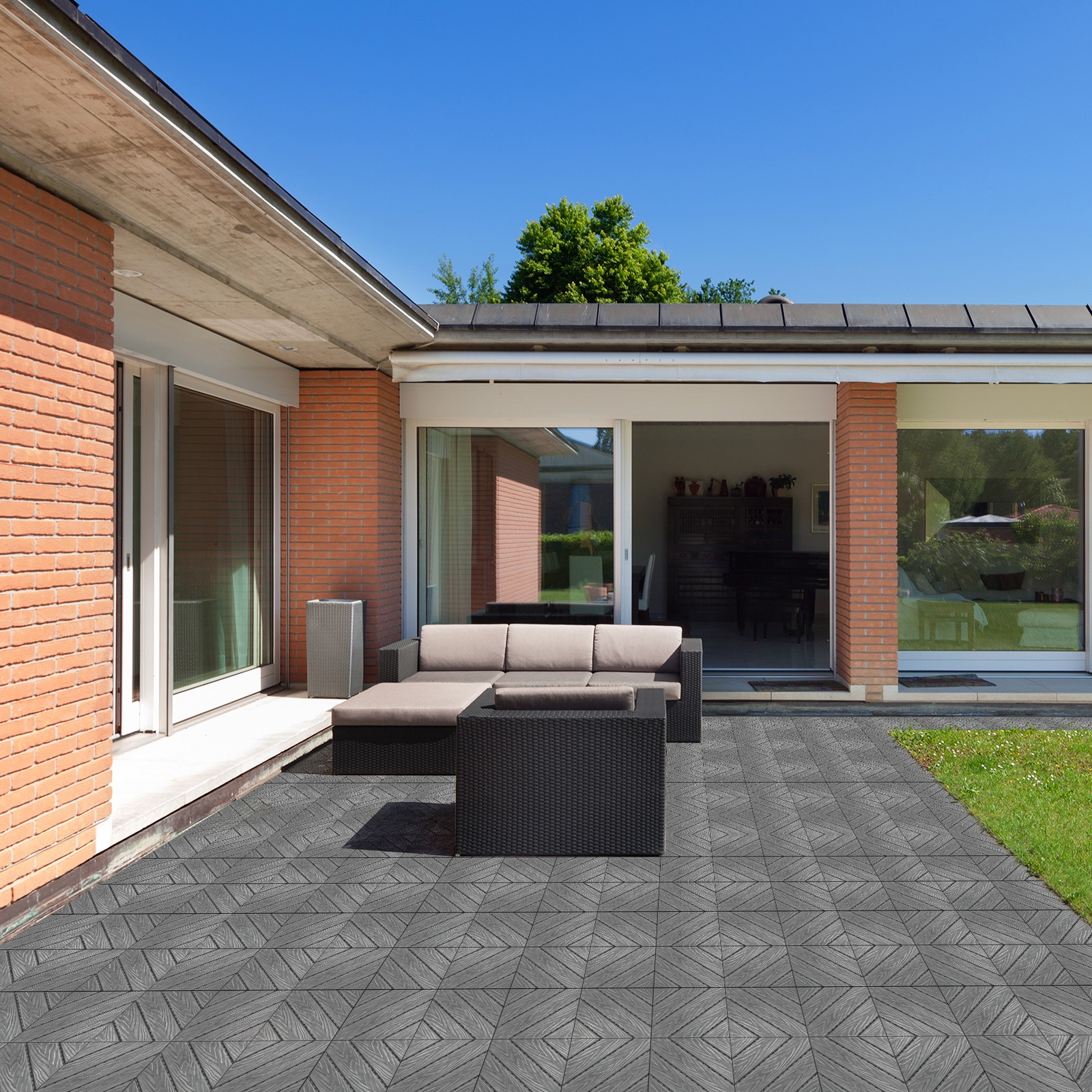 Plastic Interlocking Deck Tiles, 27 Pack, 12″x12″ Waterproof Outdoor Flooring