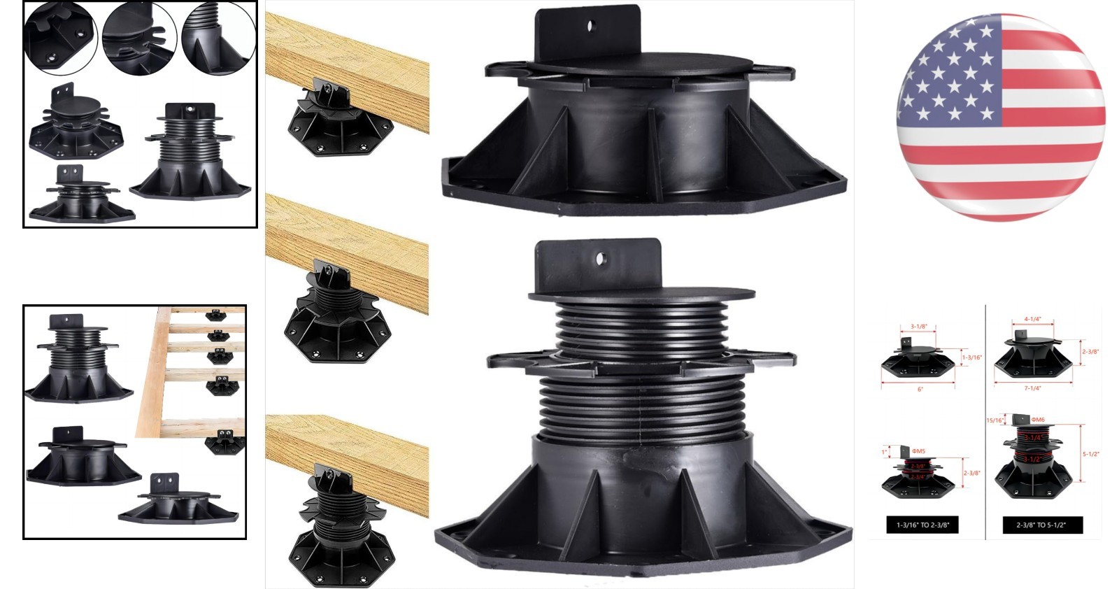 Heavy-Duty Adjustable Deck Support Pedestal Set – 12 Pieces for Custom Decking