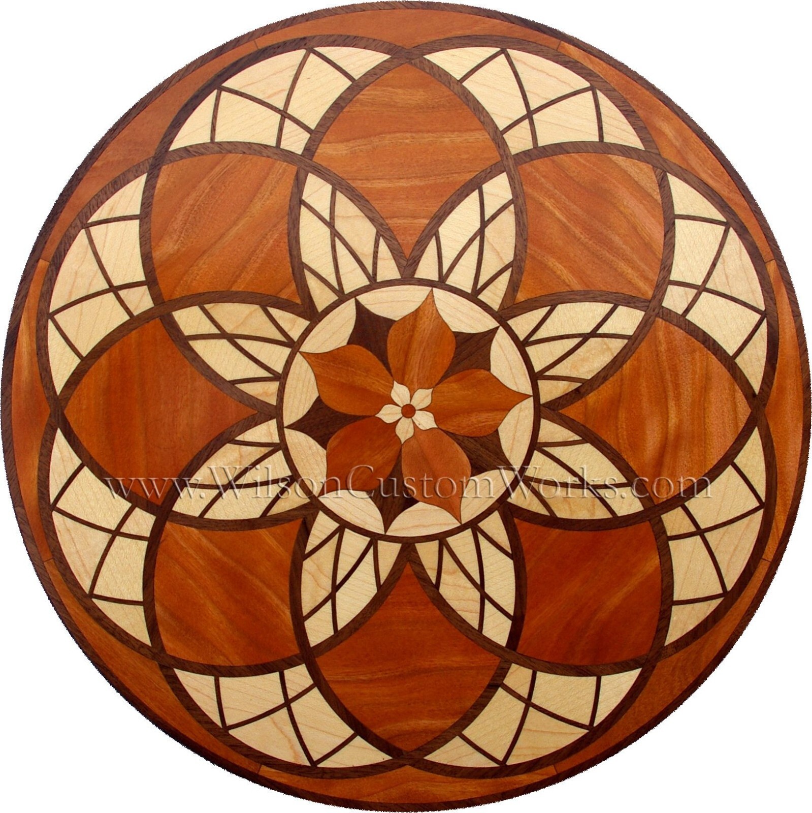 Stained Glass Assembled Wood Floor Inlay Select Size 18-36″ Flooring Table Art