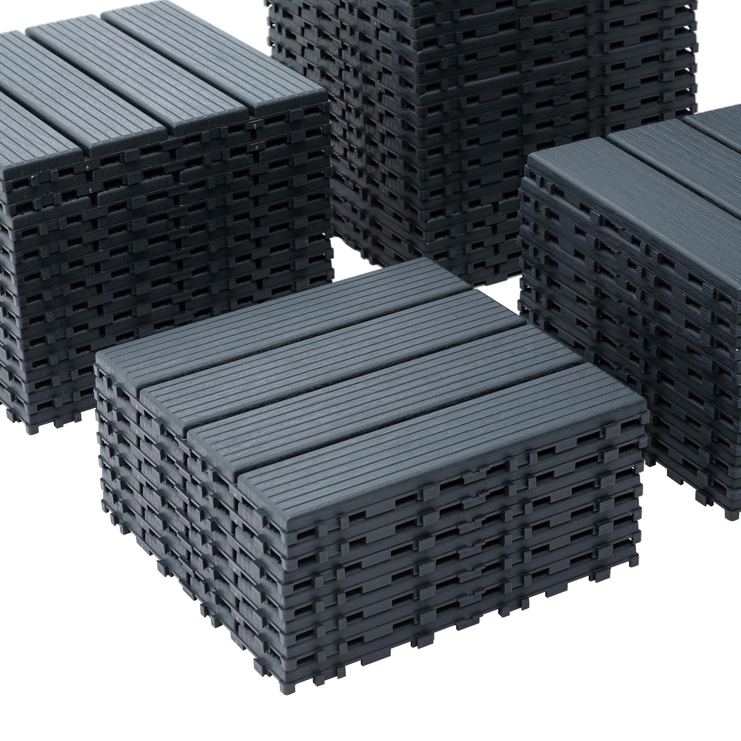 Plastic Interlocking Deck Tiles 44 PCS 12×12 Inches Waterproof Outdoor Patio