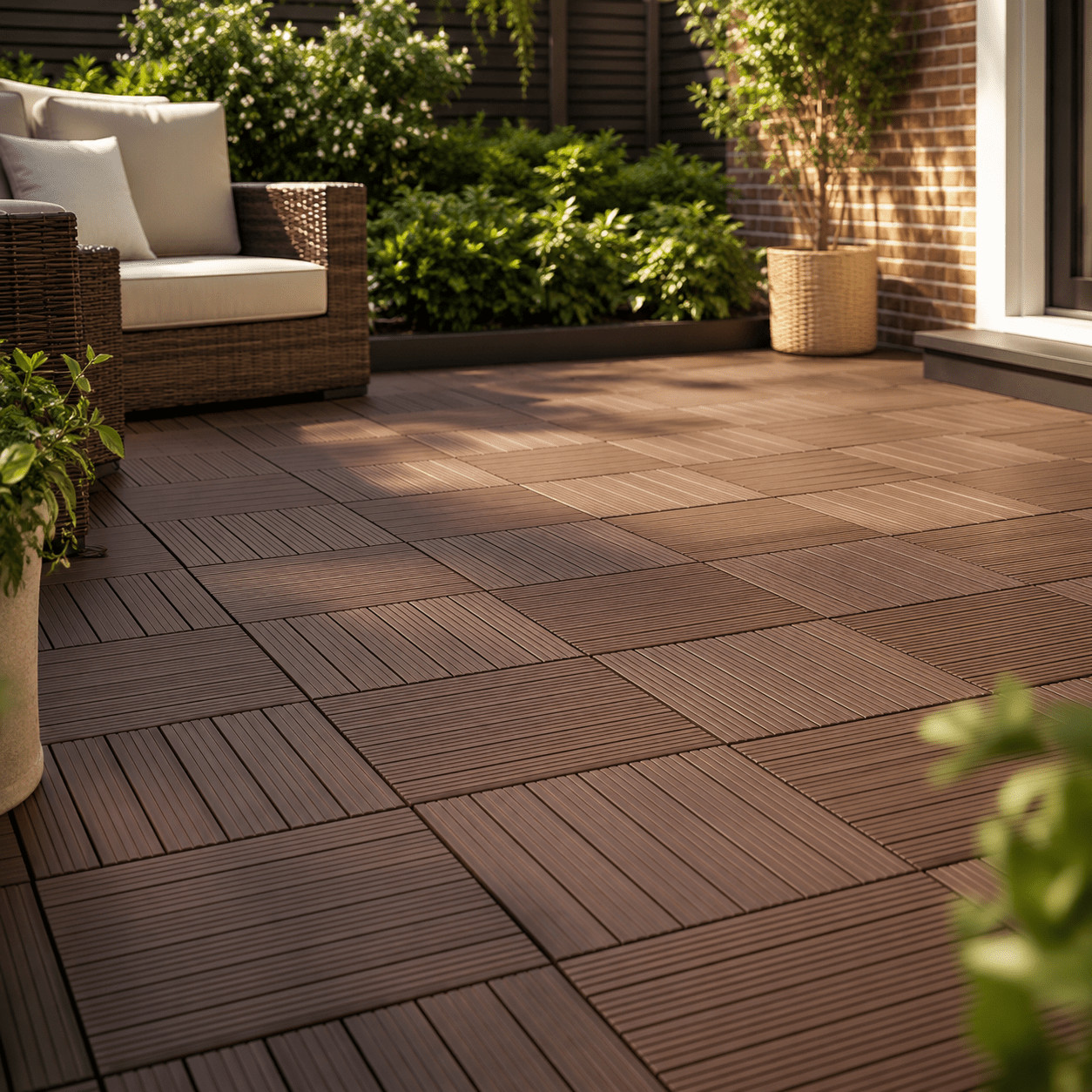 24-Pack Outdoor WPC Composite Deck Tiles, 11.81 Inches