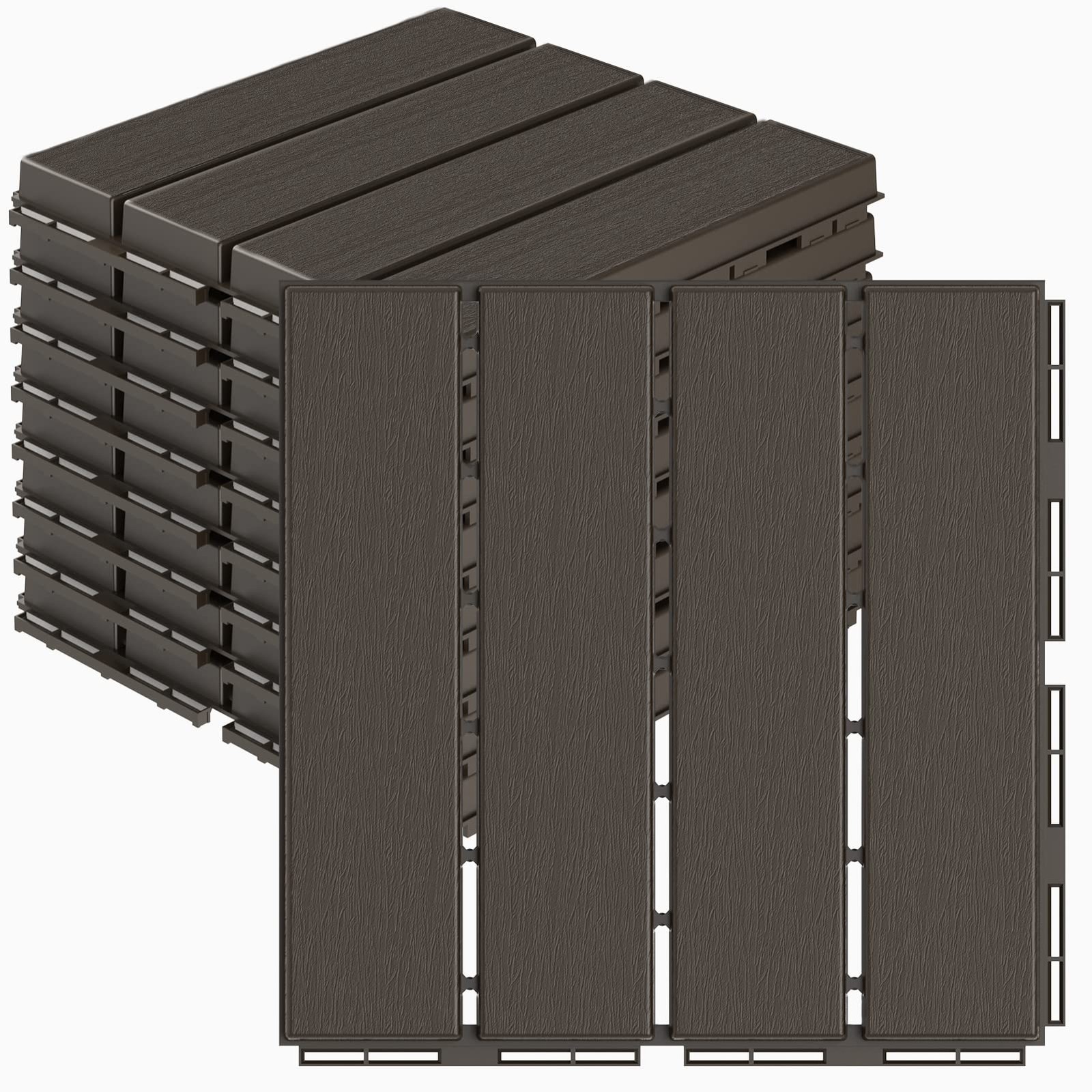 Plastic Interlocking Deck Tiles, 9 Pack Balcony Flooring, 12″x12″ Waterproof …