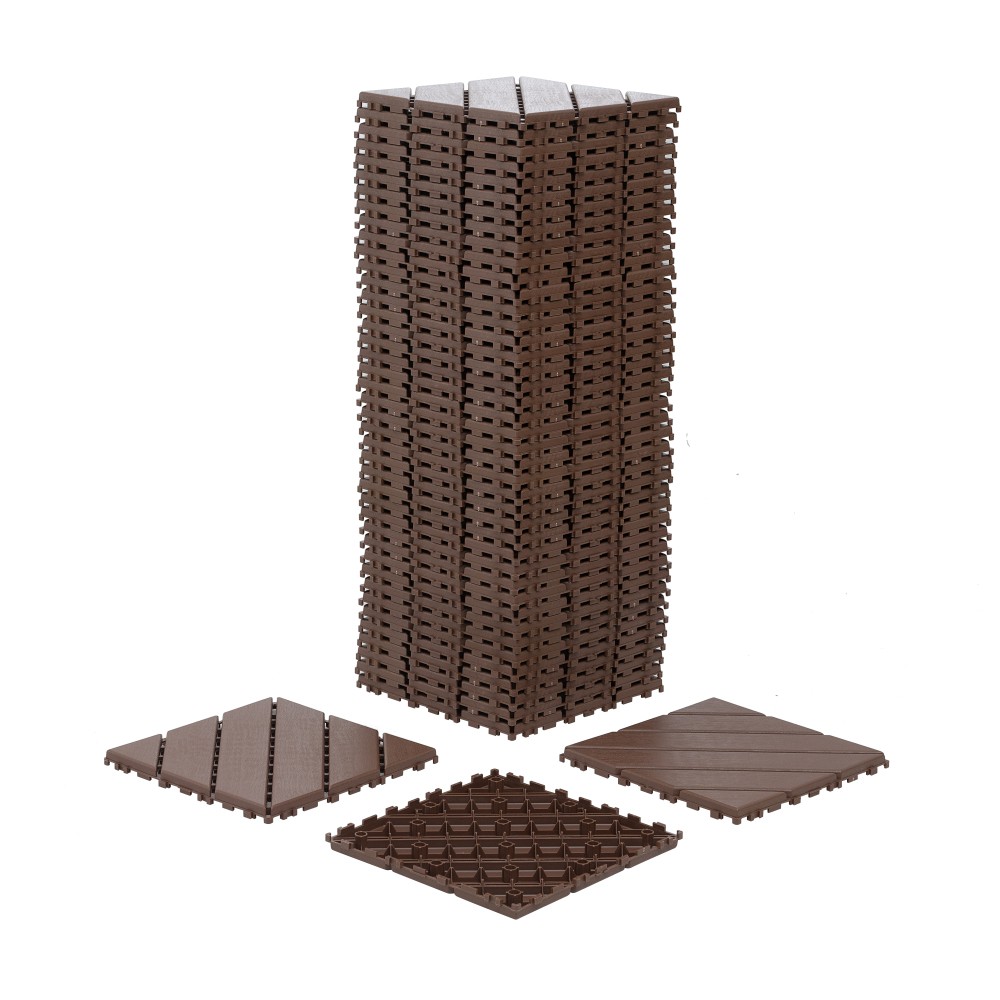 44Pcs Plastic Interlocking Deck Tiles Patio Deck Tiles,12″x12″ Square Waterproof