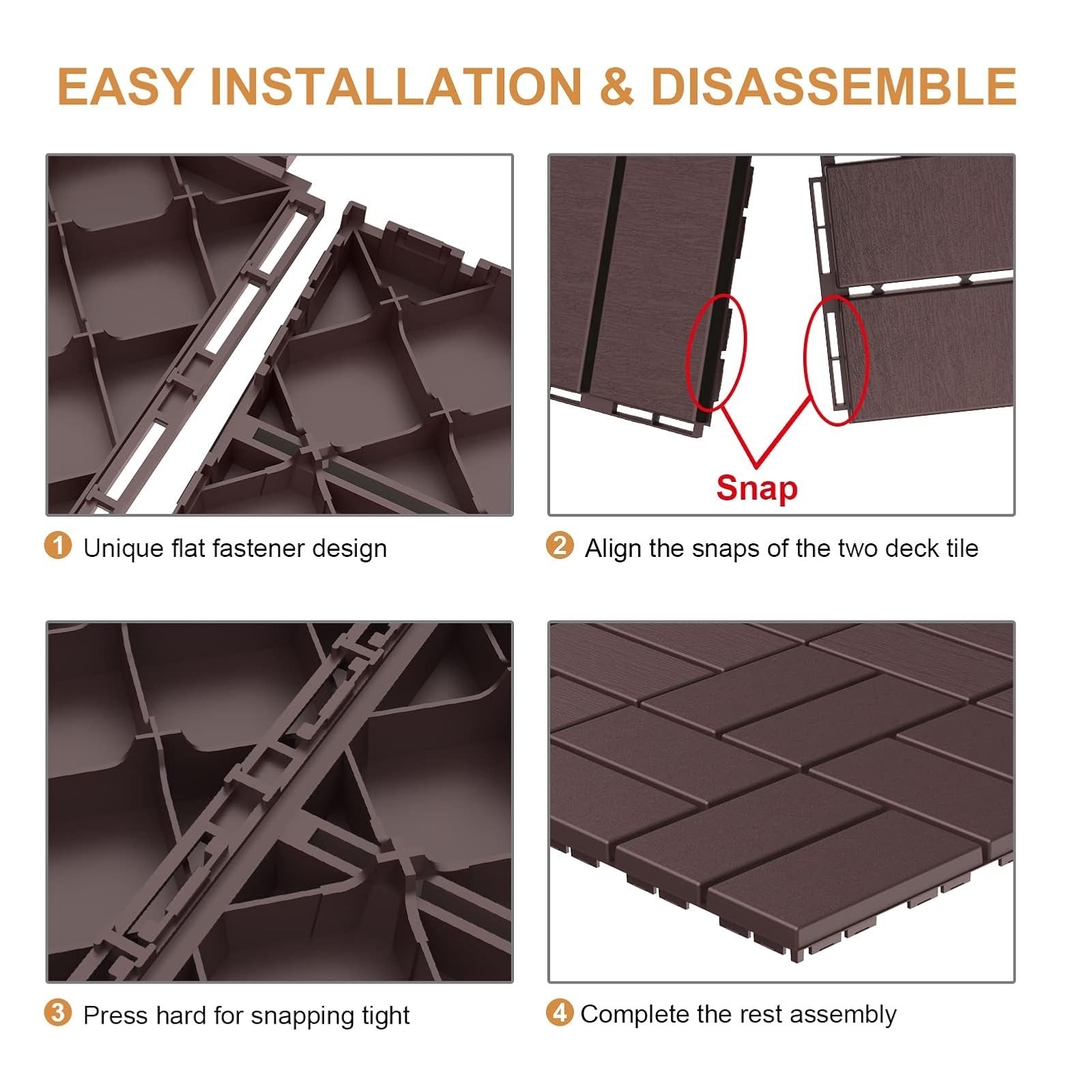 Plastic Interlocking Deck Tiles, 9 Pack Outdoor Patio Flooring, 12″x12″ Interloc