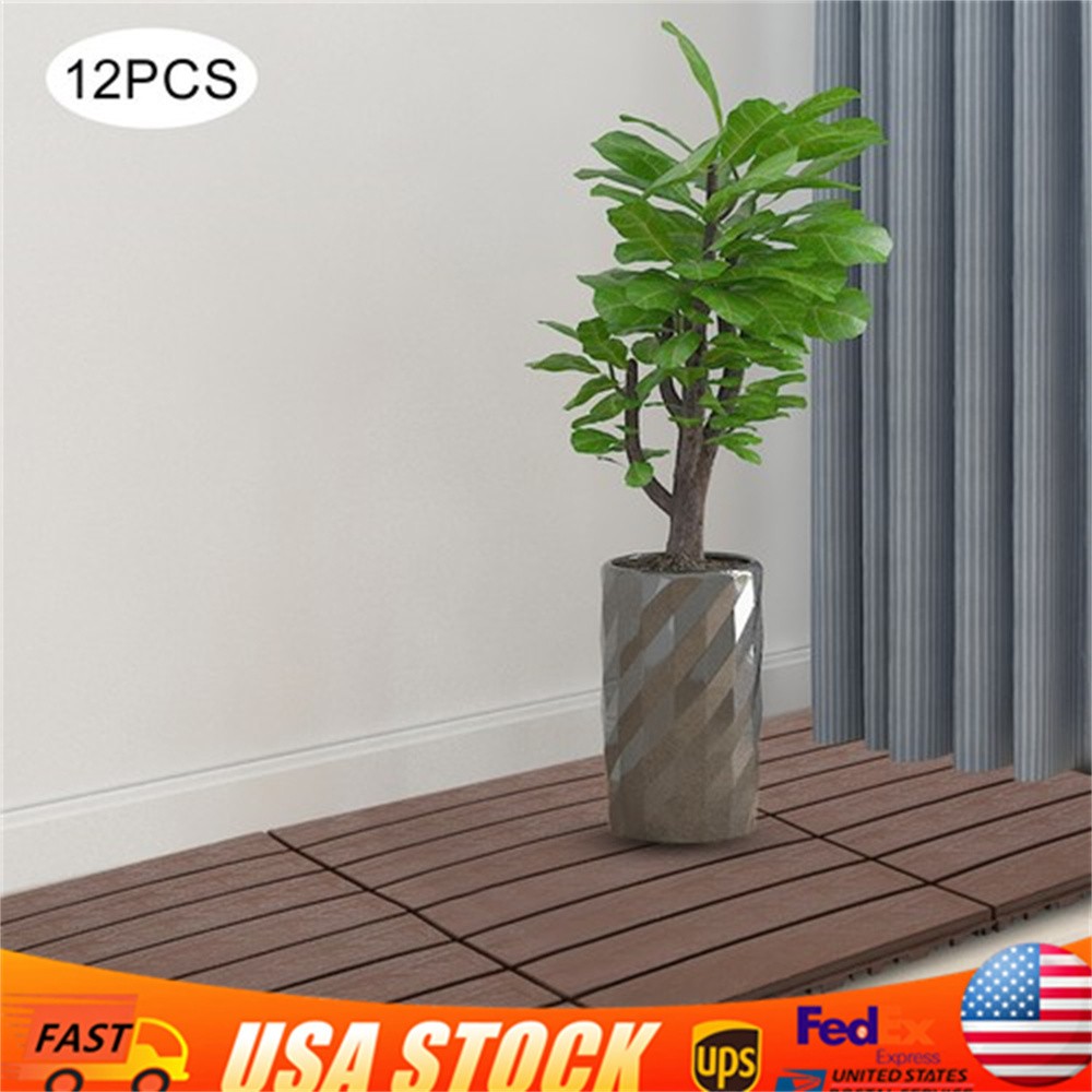 12Pcs Plastic Interlocking Deck Tiles 12×12 in Outdoor Patio Flooring Waterproof