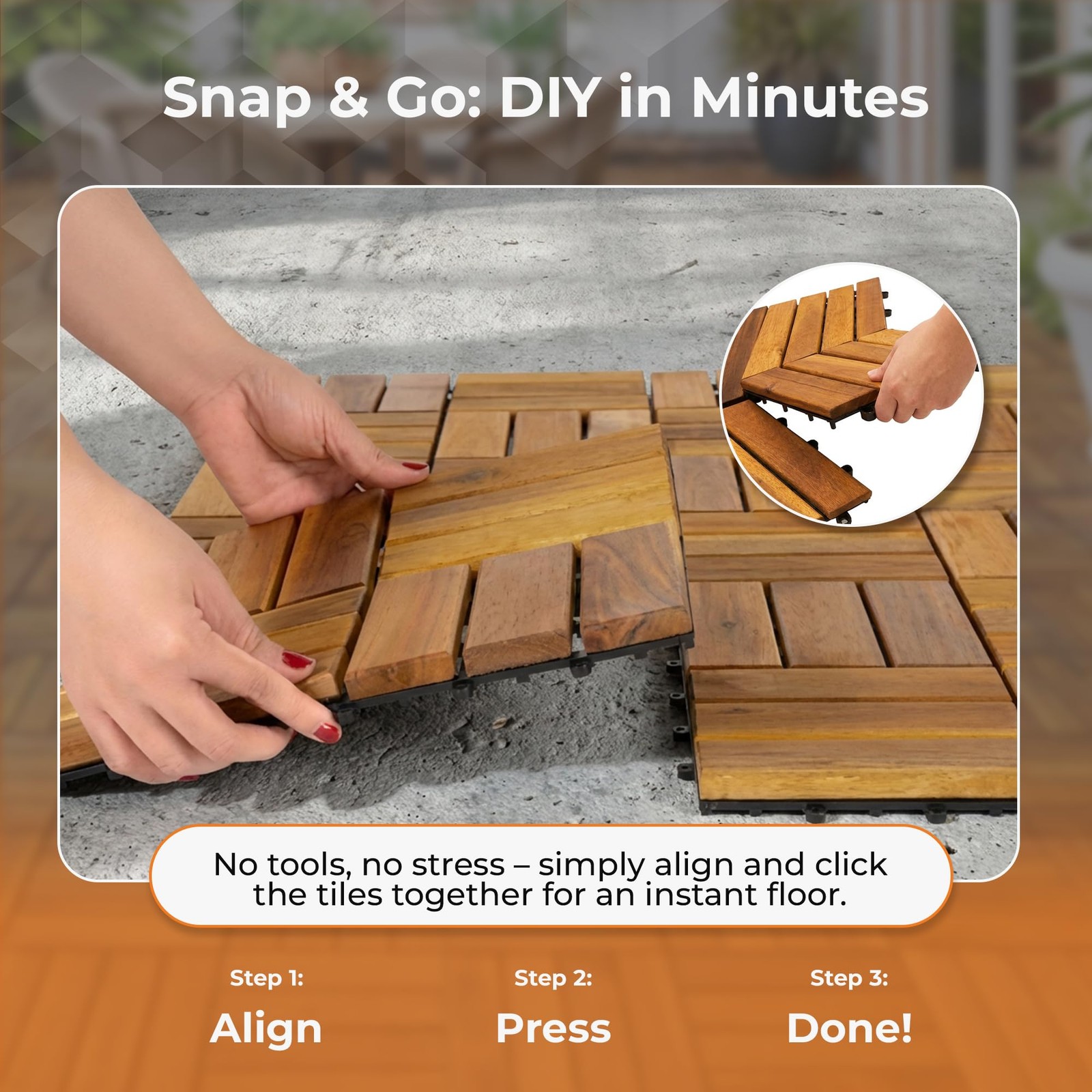 Interlocking Slat Deck Tiles, Acacia Wood Interlocking Deck Tiles – Easy Inst…