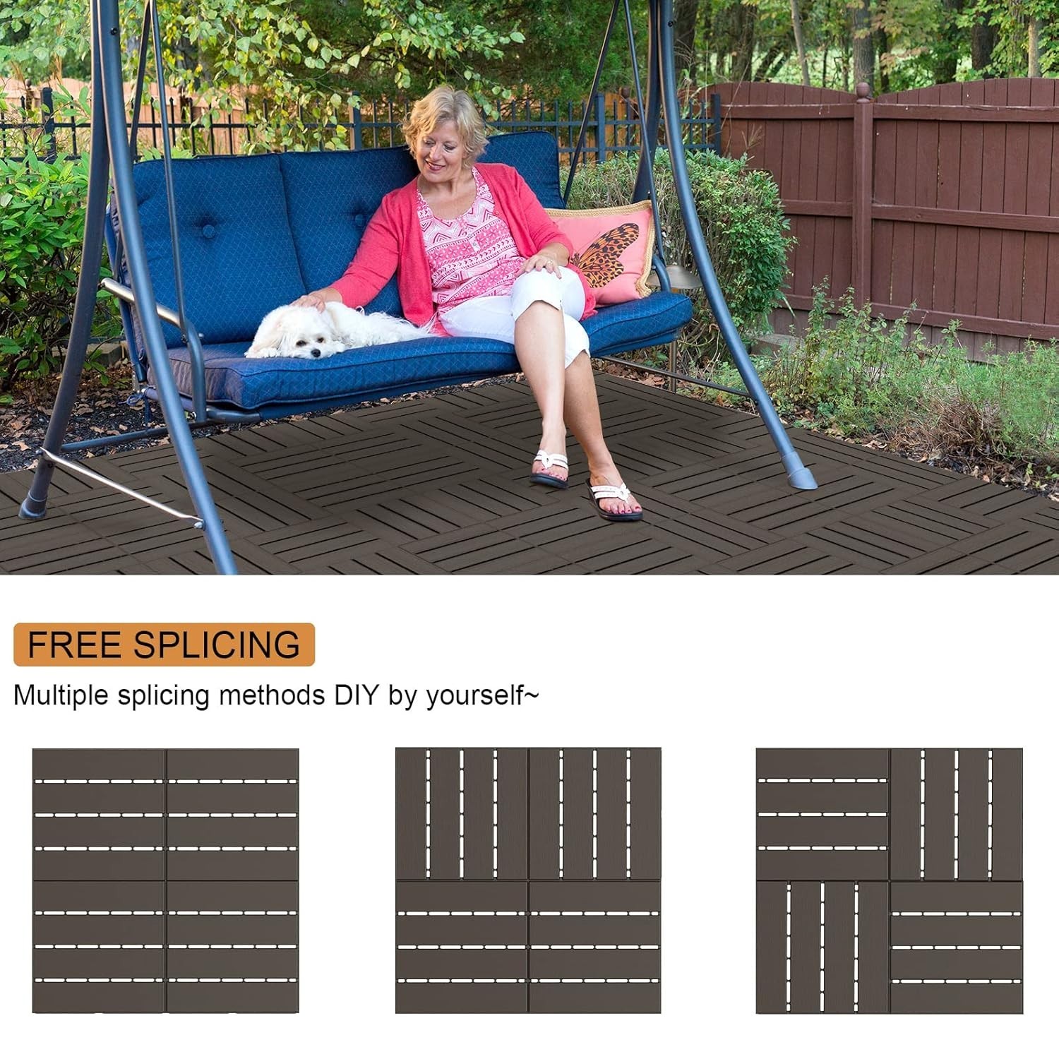 Durable Waterproof Interlocking Deck Tiles, 9 Pack, Perfect for All-Weather Use
