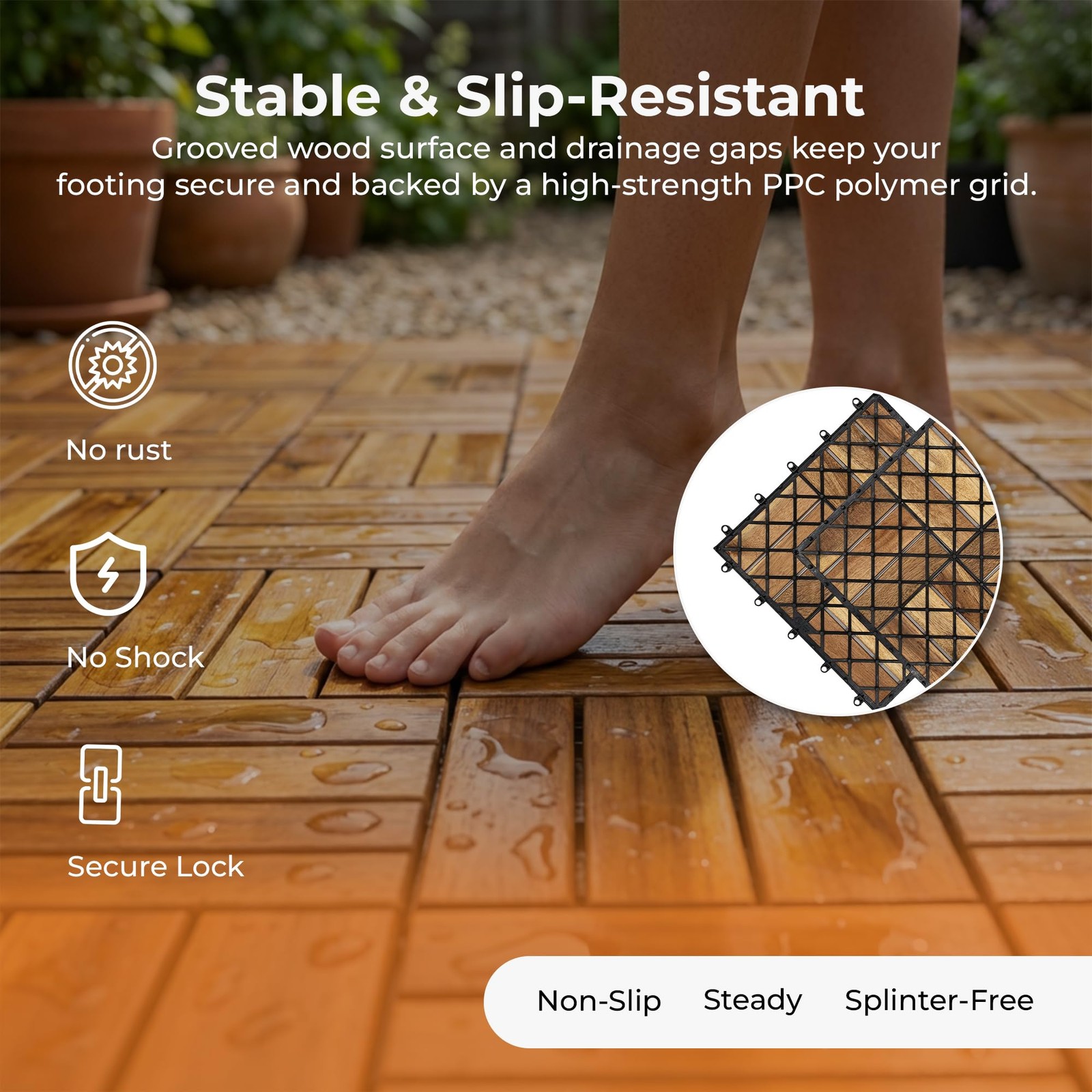 Interlocking Slat Deck Tiles, Acacia Wood Interlocking Deck Tiles – Easy Inst…