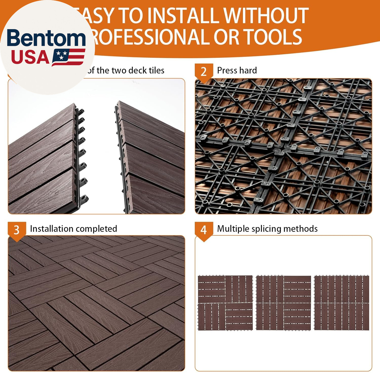 Polymer Composite Interlocking Deck Tiles Outdoor,12X12 Thick Composite Patio Fl
