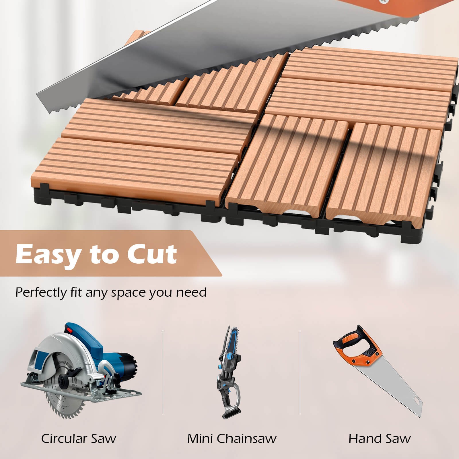 18PCS Interlocking Deck Tiles 12″ x 12″ Waterproof All Weather Flooring Covering