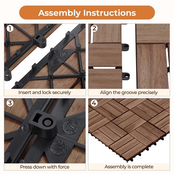 Pack of 27 Wood Interlocking Flooring Tiles Deck Tiles for Outdoor Indoor, Used