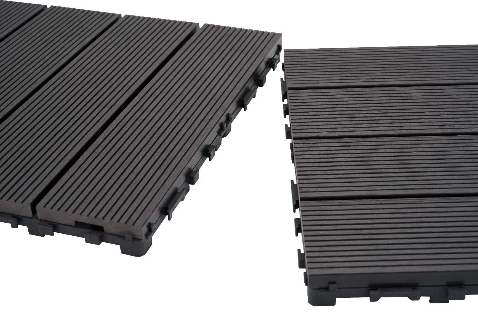 (Pack of 9) 8.7 sq. ft Black Interlocking DIY Wood-Plastic Composite Deck Tiles