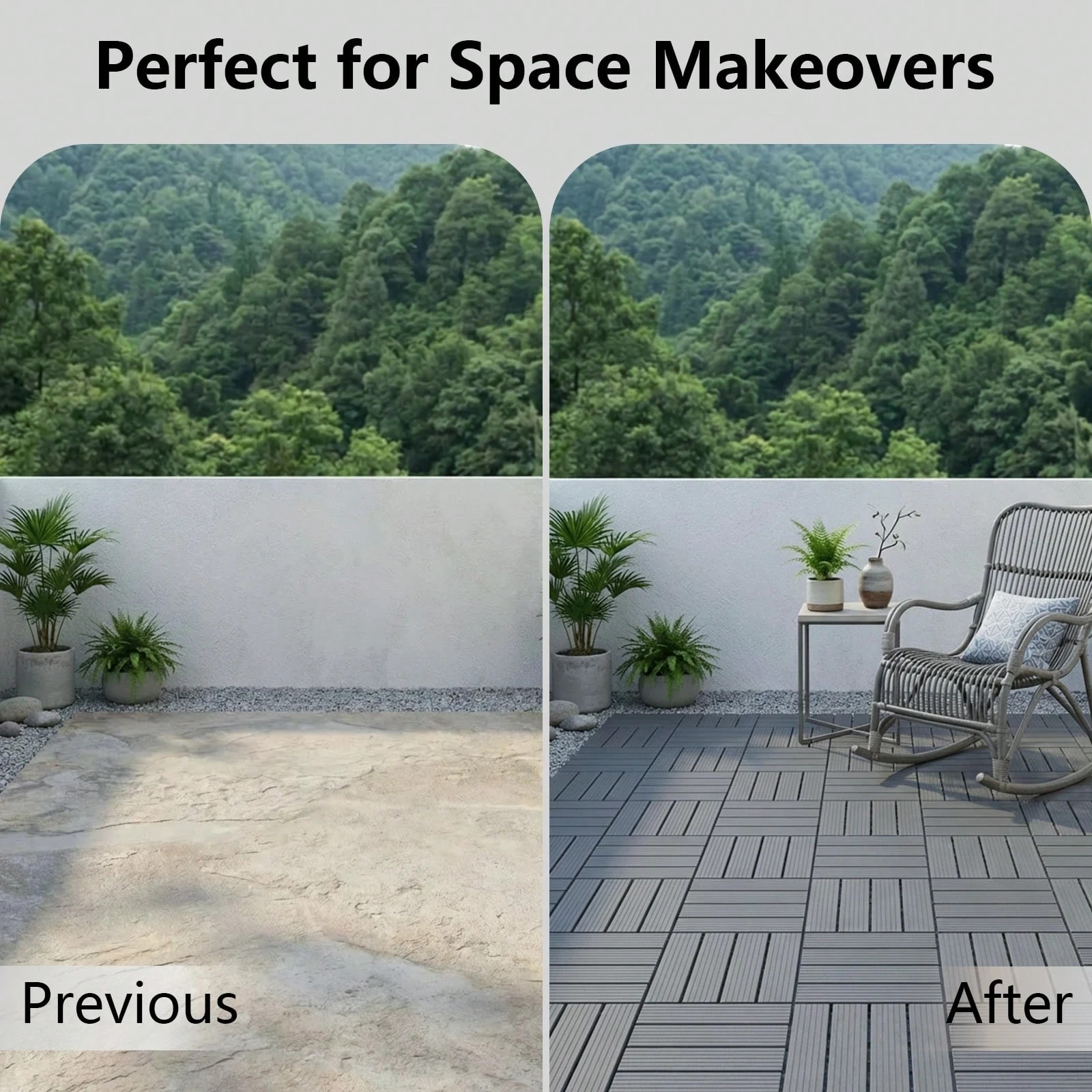 44 Pcs Plastic Interlocking Deck Tiles 12×12 Waterproof Outdoor Patio Floor New