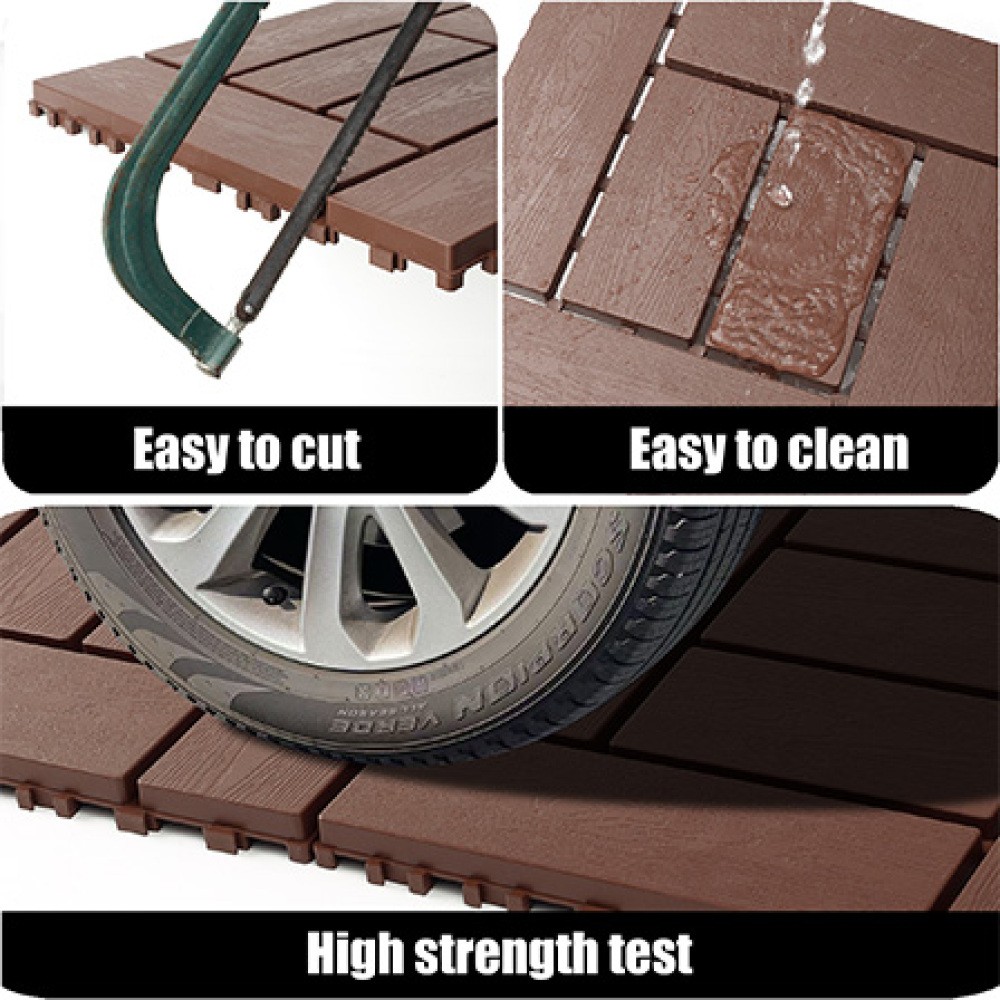 12″ Interlocking Floor Tiles 44 Pack Red Brown PP DIY Modular Deck Tiles