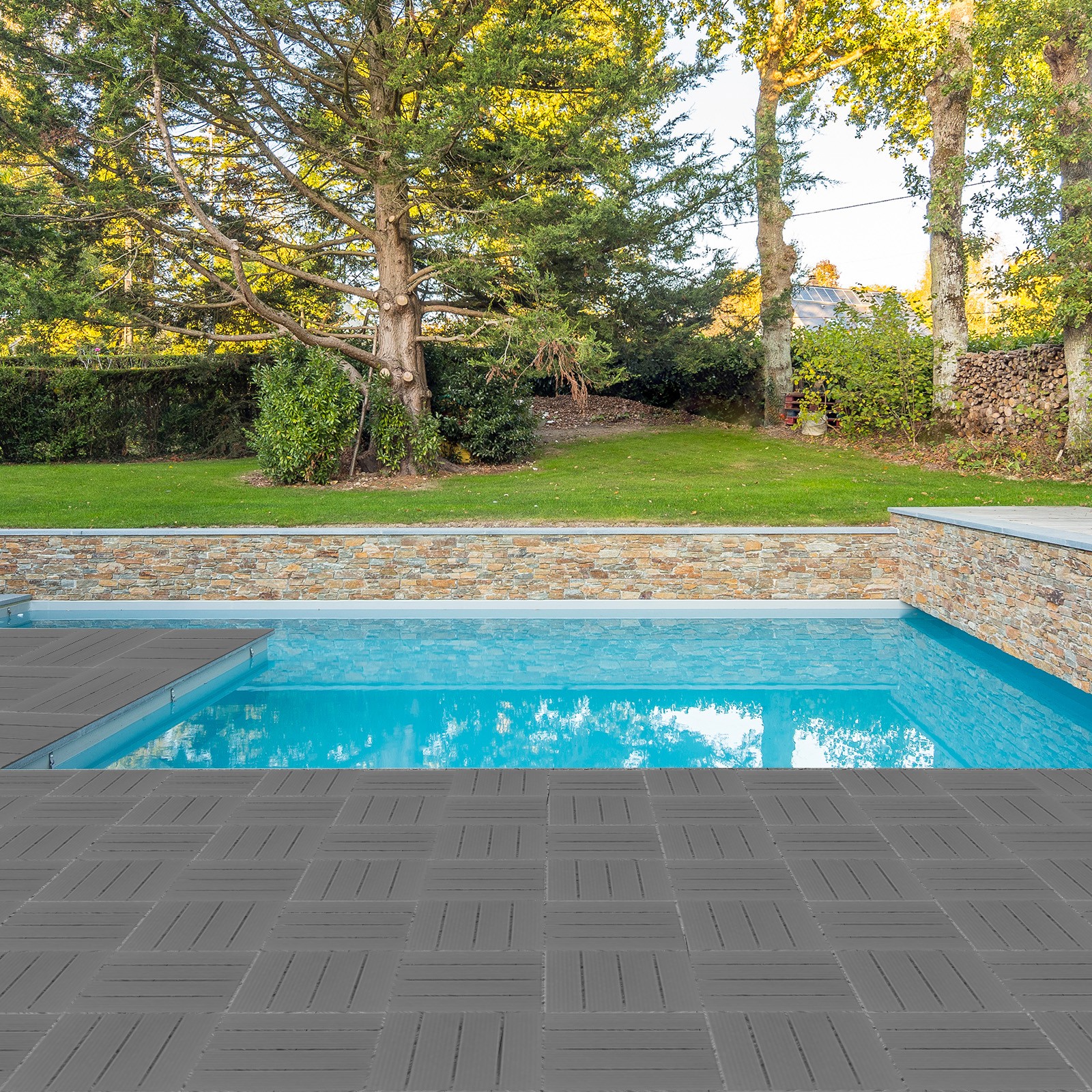 27Pcs Plastic Patio Deck Tiles 12″ x 12″ Interlocking Flooring Indoor & Outdoor