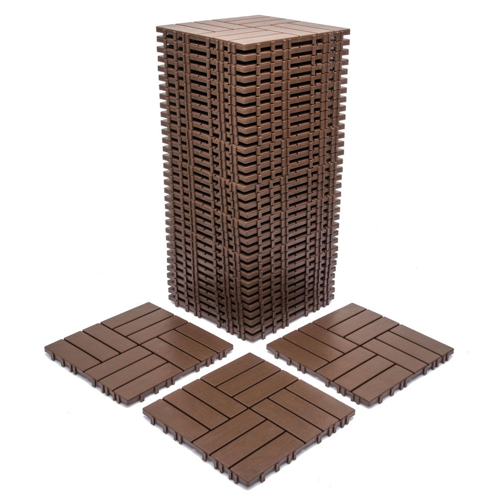 11.42″x11.42″ Plastic Interlocking Deck Tiles – 61.60 Sq.Ft Outdoor Plastic