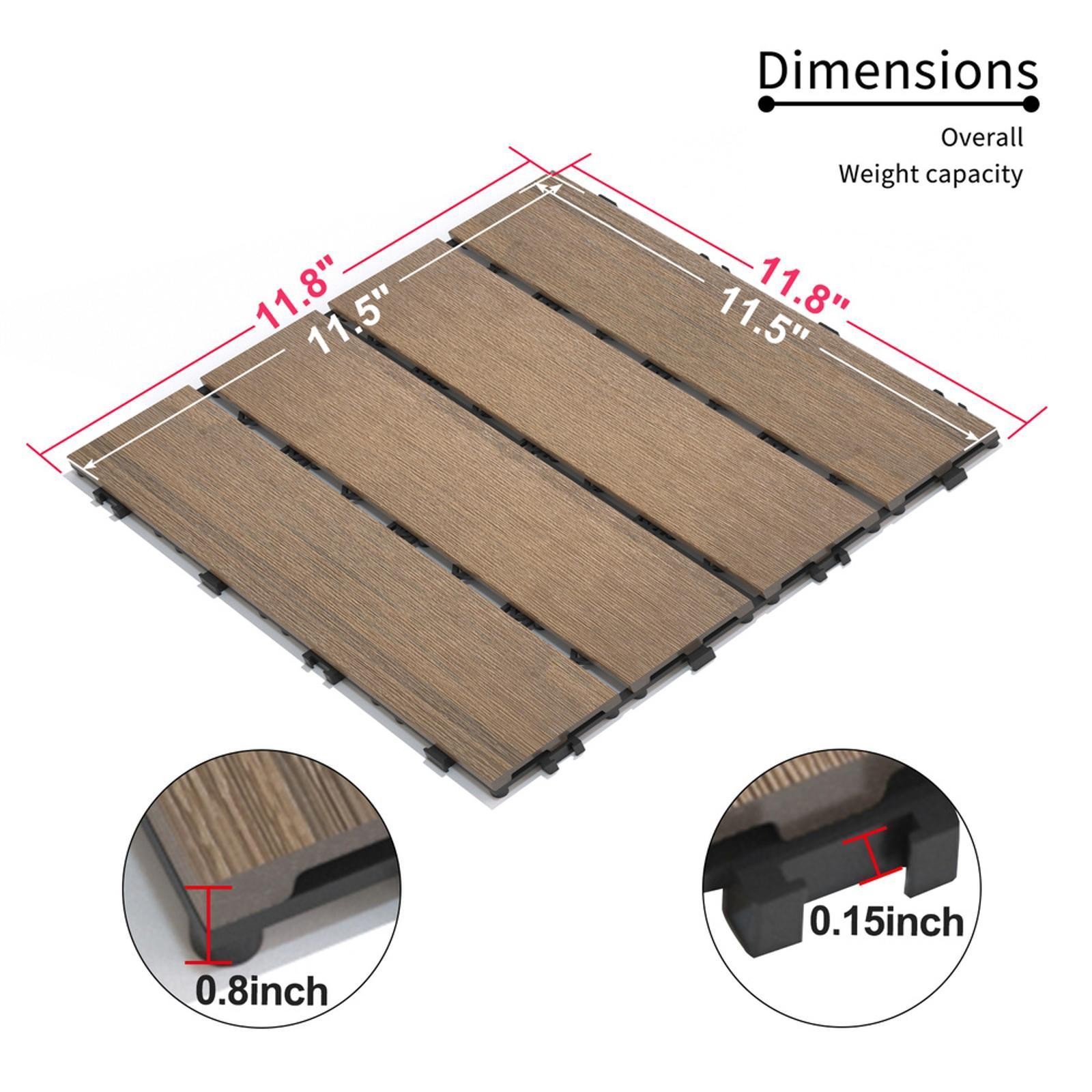 WPC Wood-Plastic Composite Interlocking Deck Tiles – Water Resistant,