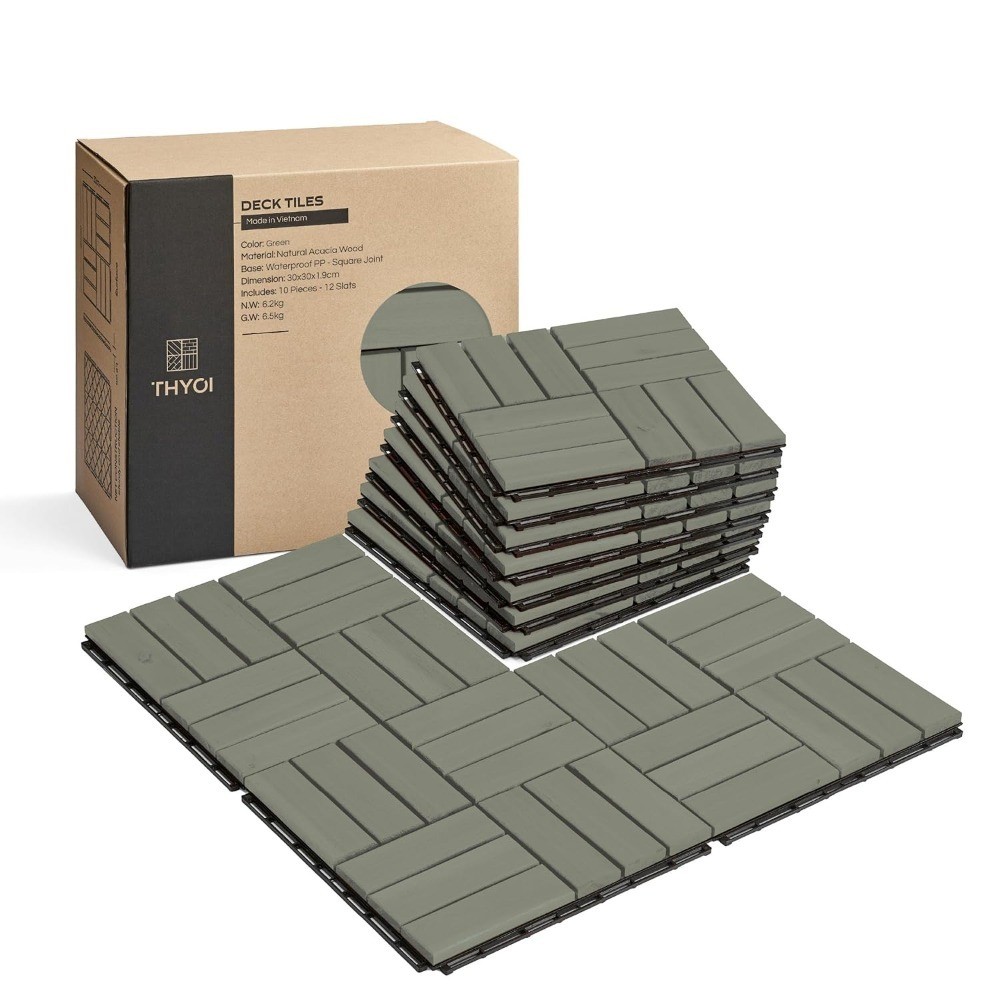 Deck Tiles, Patio Flooring – Outdoor Waterproof Acacia Wood Tiles for All