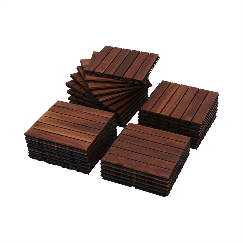 10/20/30PCS Interlocking Deck Tiles Wood Flooring Balcony Patio Paver 12″ *12″