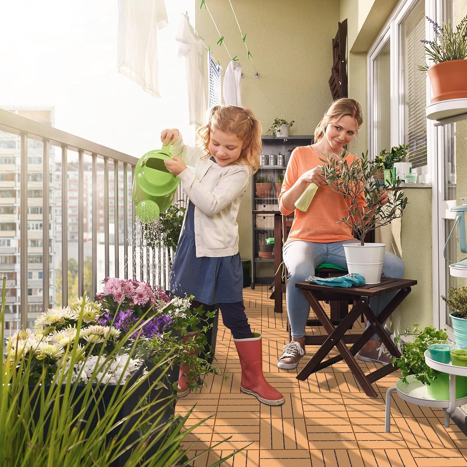 Goovilla Plastic Interlocking Deck Tiles 27-Pack 12x12in Waterproof Outdoor
