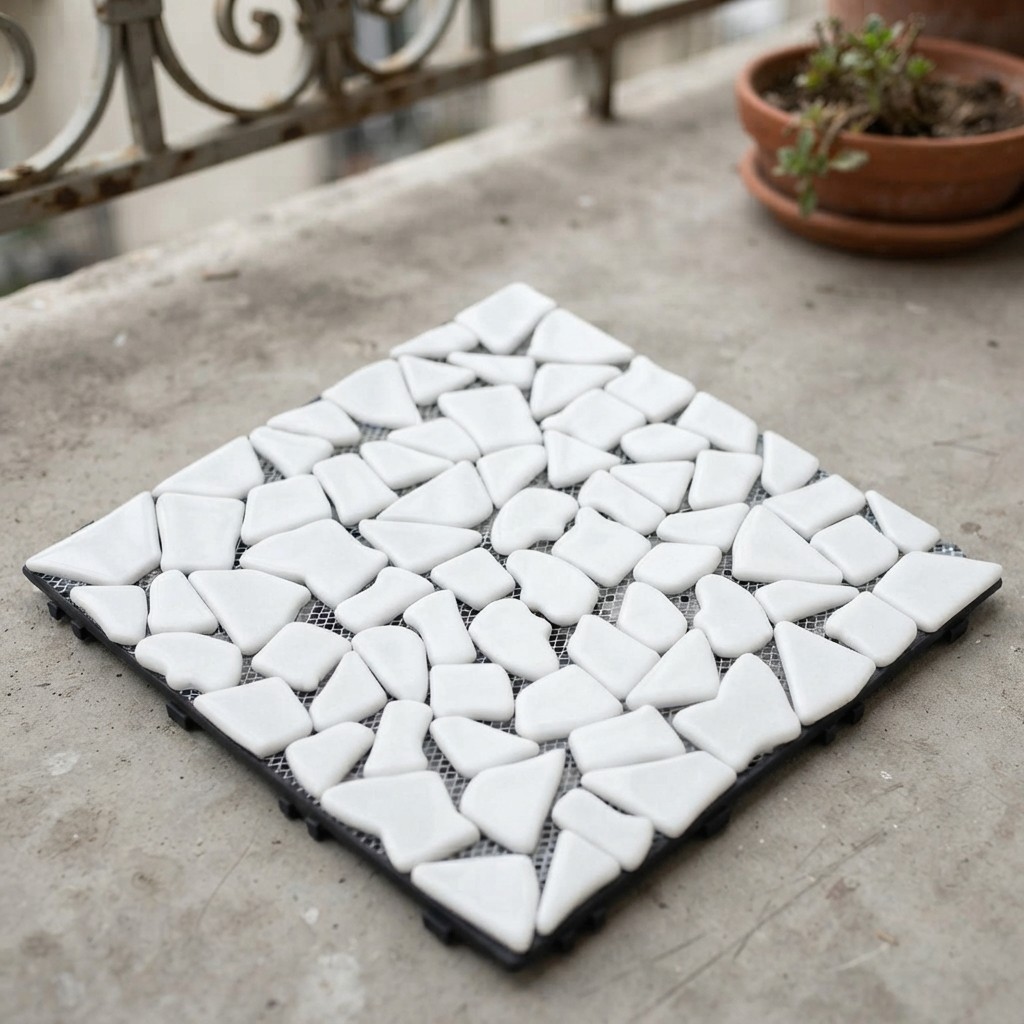 Stunning 4PCS Waterproof Marble-Look Interlocking Deck Tiles for Stylish Spaces