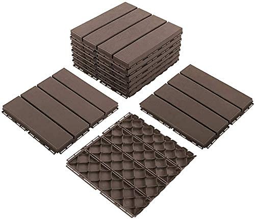 Patio Deck Tiles, 12 x 12 inches Composite Interlocking Decking Tile, Four Sl…