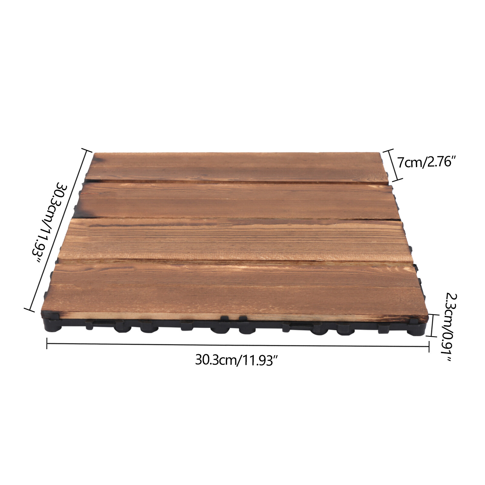 Hardwood Interlocking Patio Deck Tiles Wood Flooring DIY Outdoor 12”x12” 36Pcs