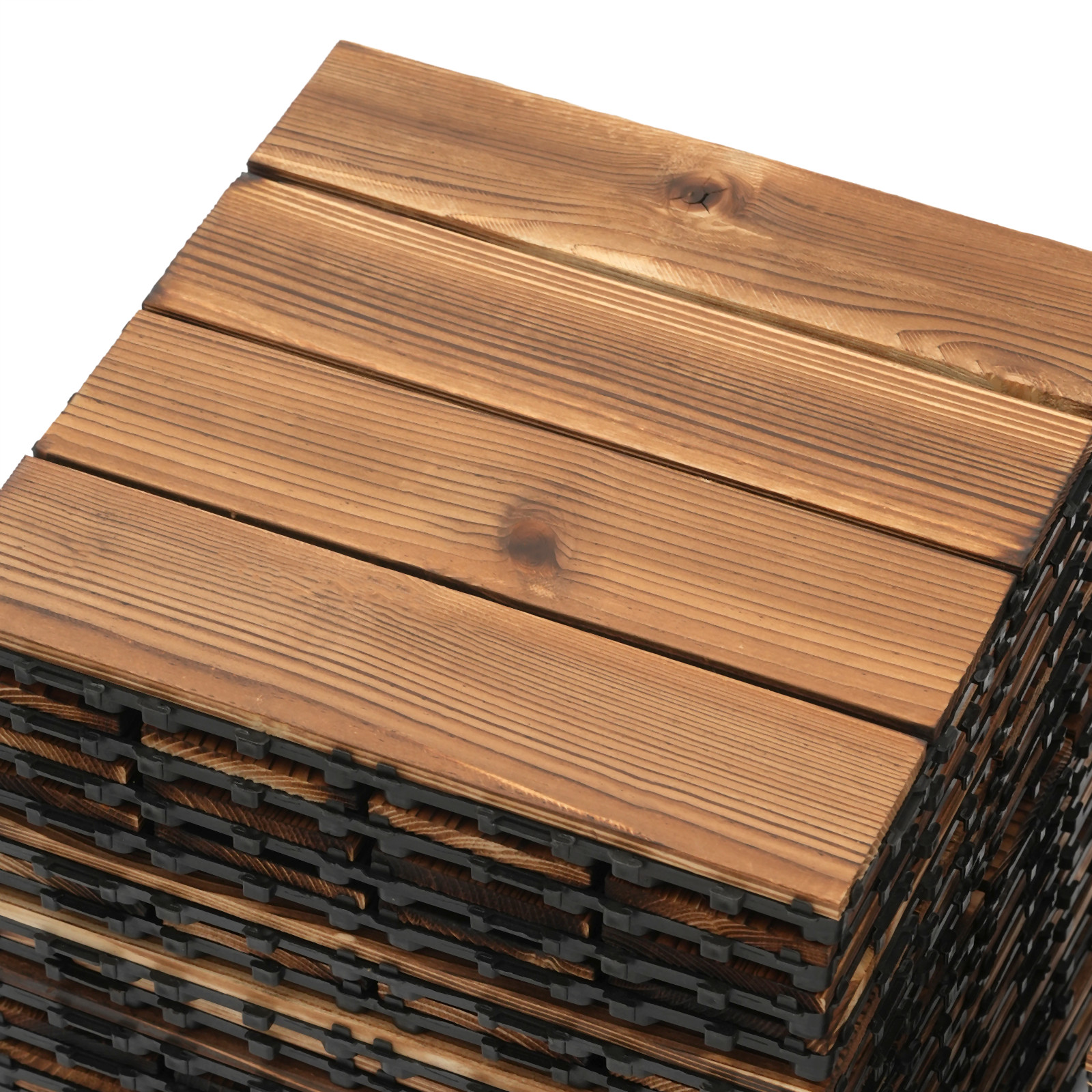 Hardwood Interlocking Patio Deck Tiles Wood Flooring DIY Outdoor 12”x12” 36Pcs