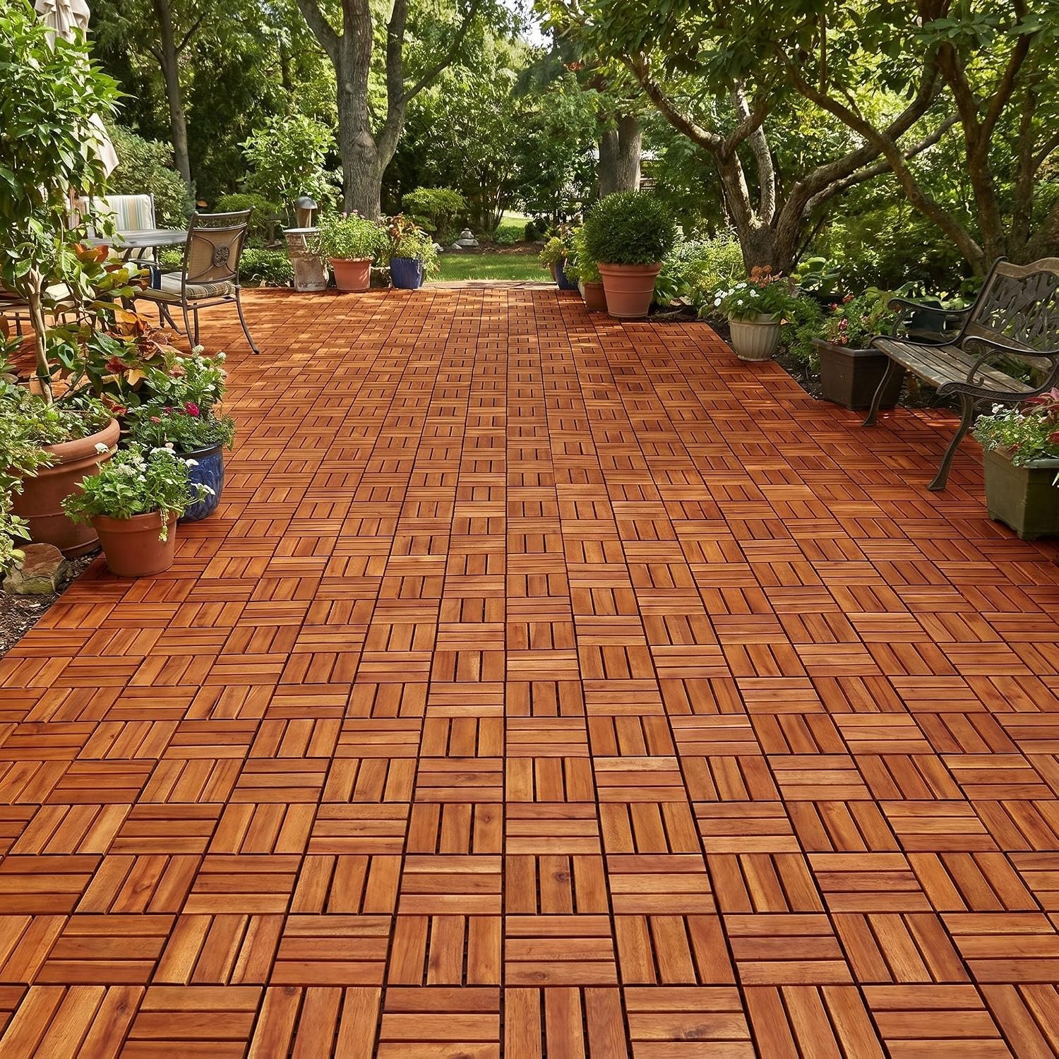 Wood Interlocking Deck Tiles – 12″X12″ Indoor & Outdoor Flooring Tiles for Balco