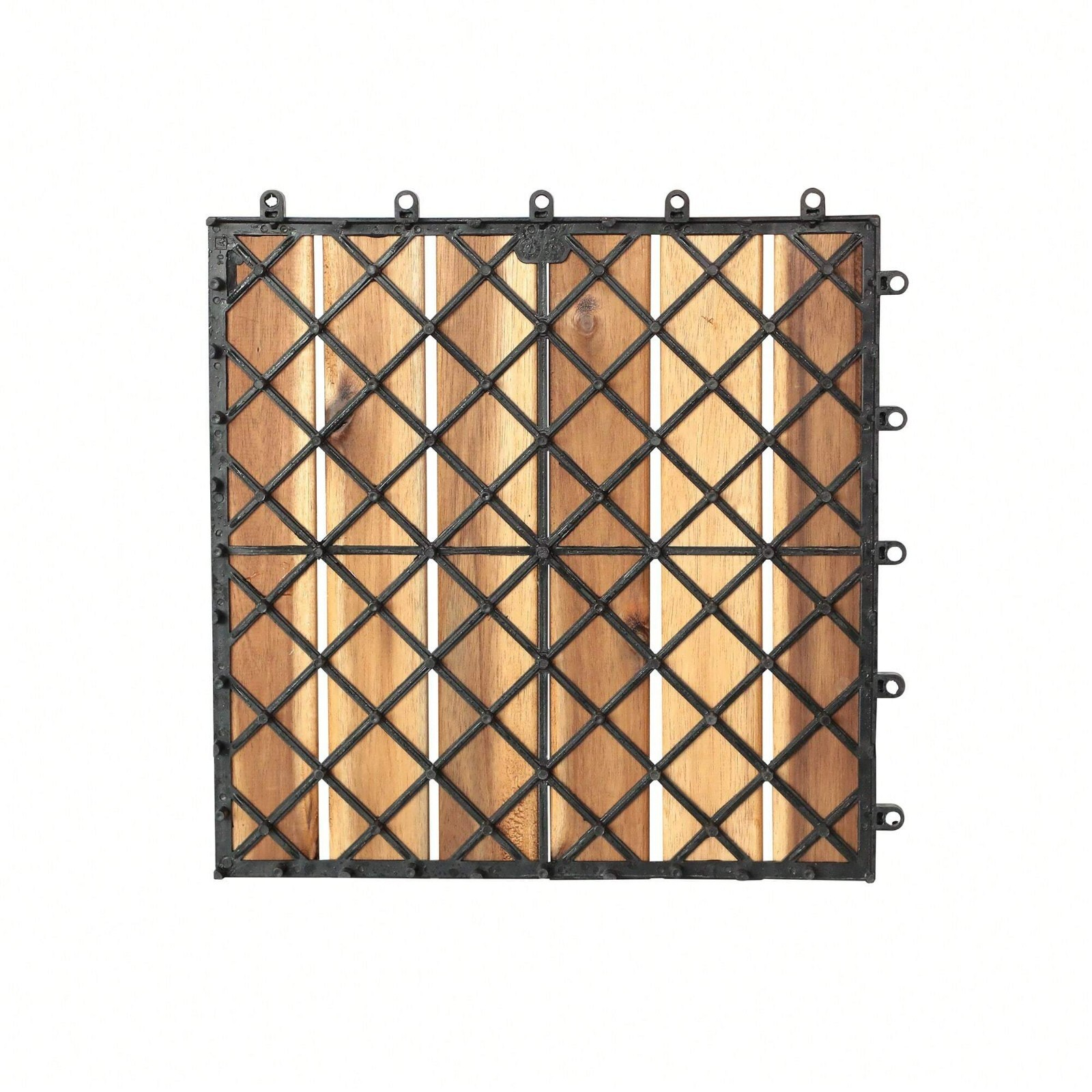 New 10Pcs Acacia Wood Interlocking Deck Tiles 12″x12″ Patio Flooring
