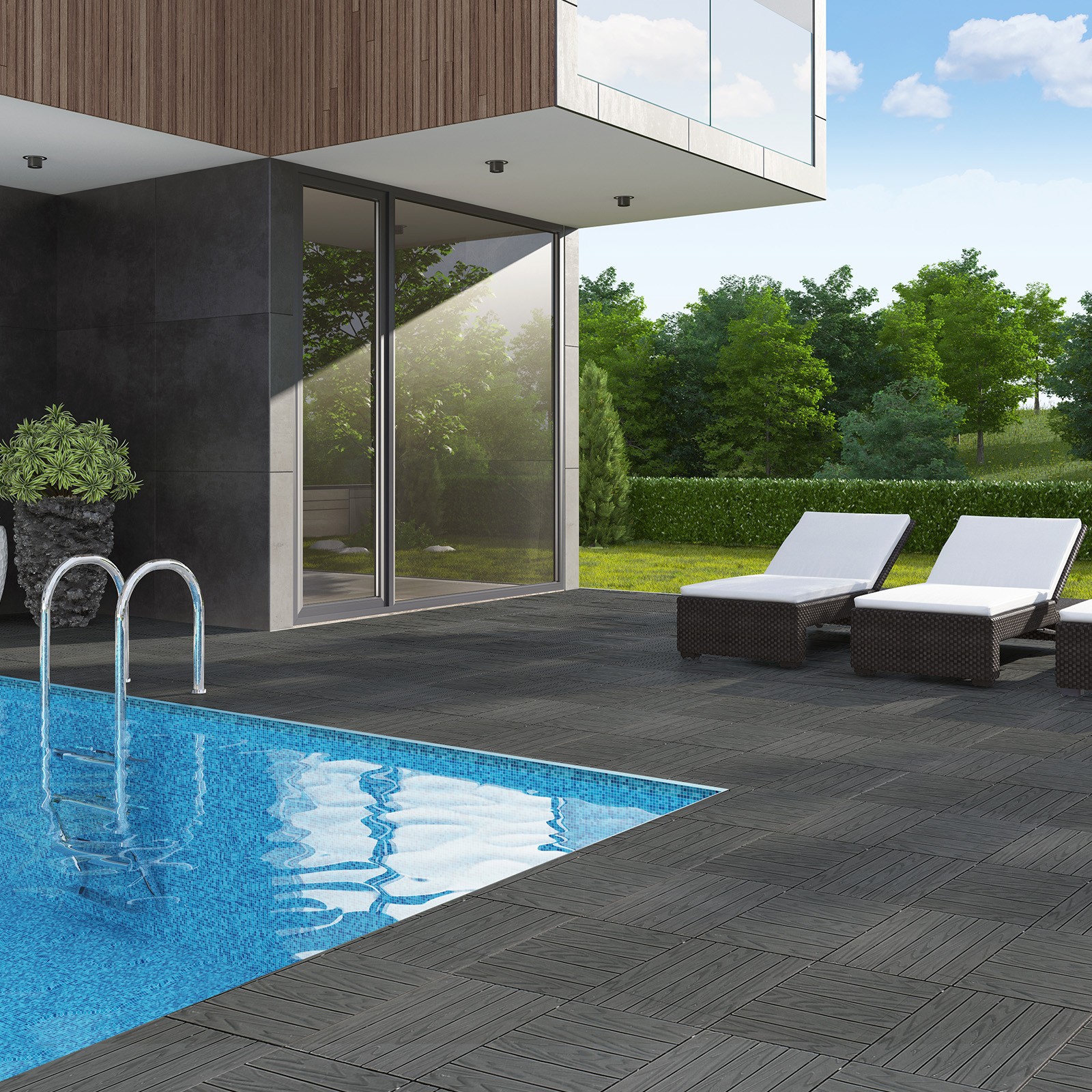 27PCS Plastic Patio Deck Tiles 12x12in Interlocking Flooring for Indoor/Outdoor