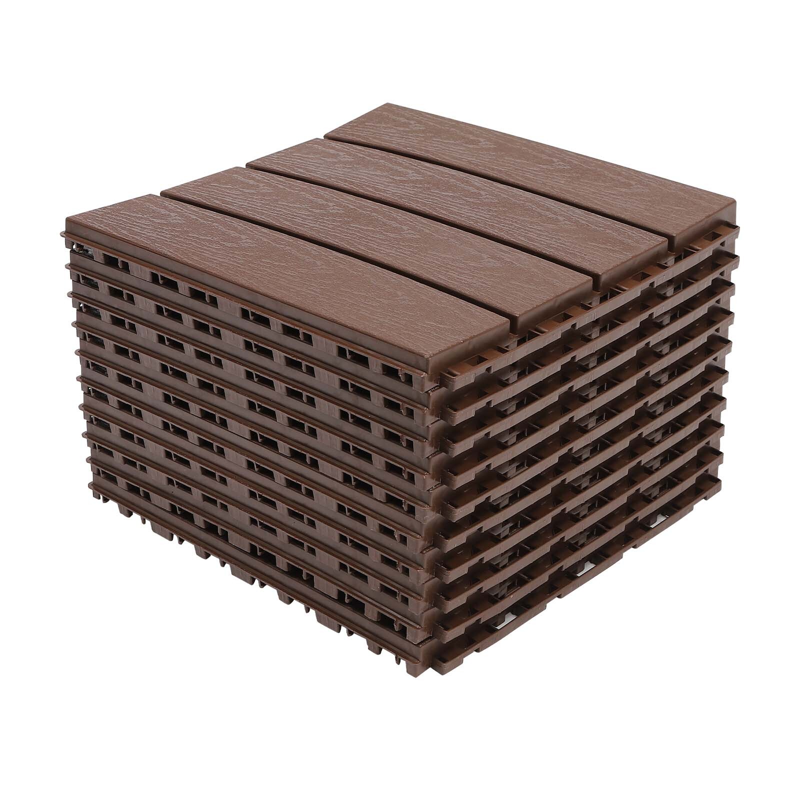 12″x12″ Plastic Interlocking Composite Decking Floor Deck Tiles Bacony Pavers –