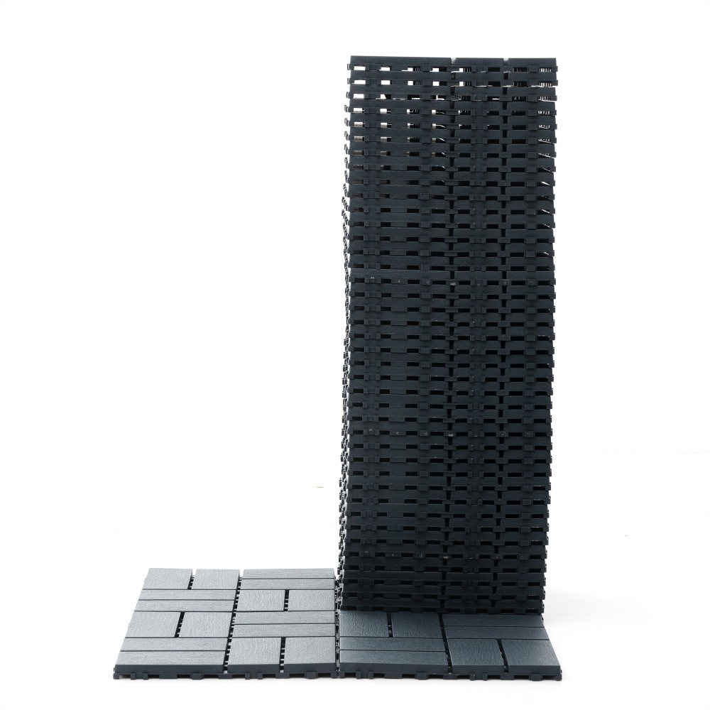 44 Pack 12″x12 Interlocking Patio Deck Tiles Waterproof Plastic Outdoor Flooring