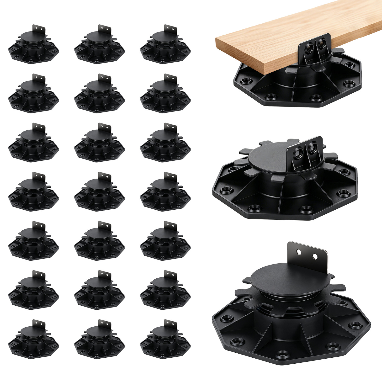 24Pack Adjustable Deck Support Pedestal Deck Foundation Base Support