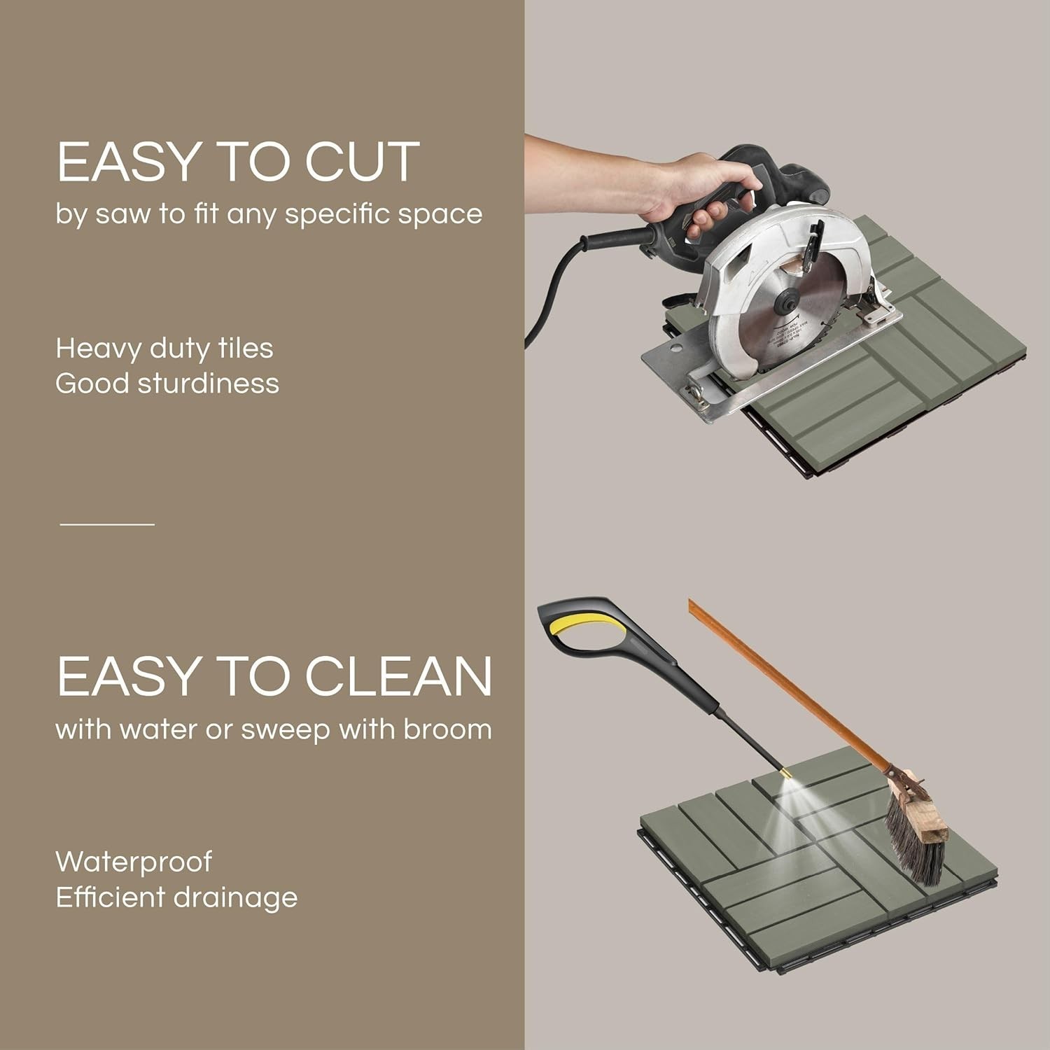 , Patio Flooring – Outdoor Waterproof Acacia Wood Tiles for All Weather Use -…