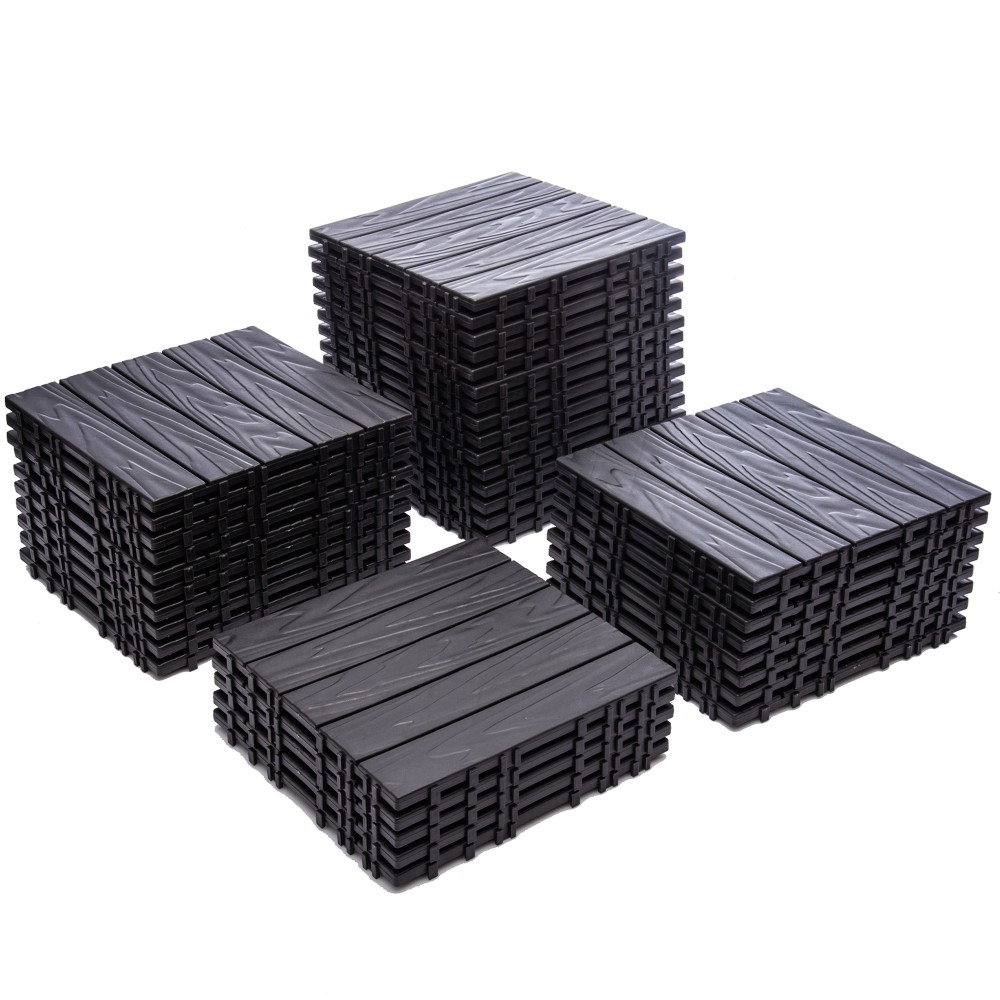 11.42″x11.42″ Plastic Interlocking Deck Tiles – 61.60 Sq.Ft Outdoor Plastic