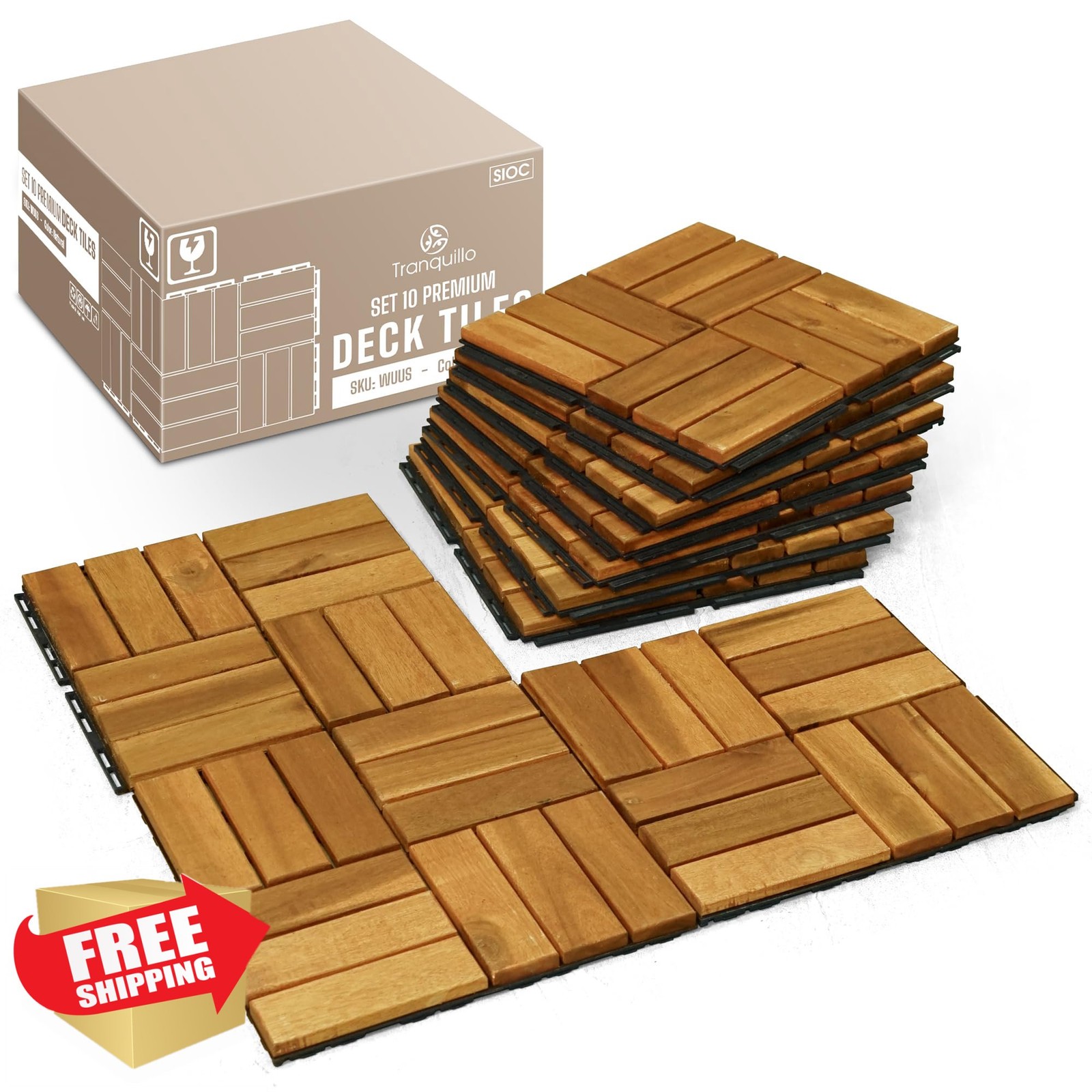 Tranquillo 10 sq ft golden crossed deck tiles