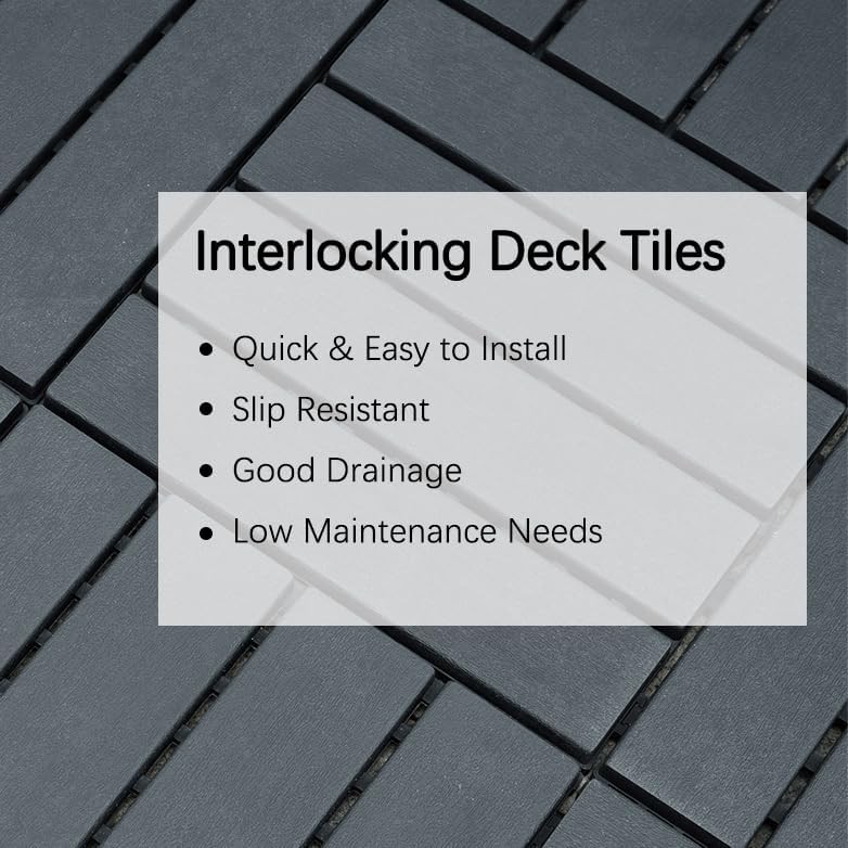 Plastic Interlocking Deck Tiles 44 PCS 12×12 Inches Waterproof Outdoor Patio
