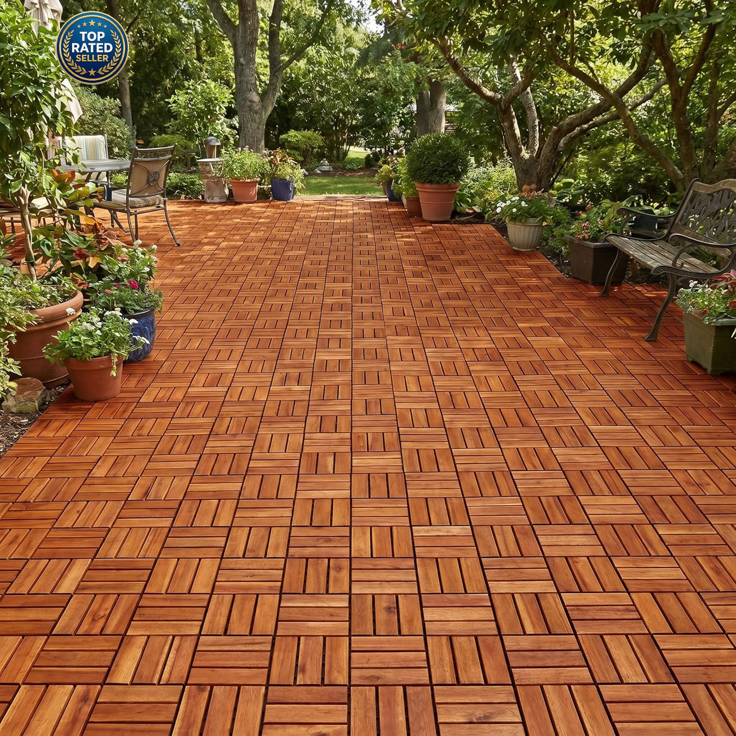 Wood Interlocking Deck Tiles – 12″X12″ Indoor & Outdoor Flooring Tiles for Balco