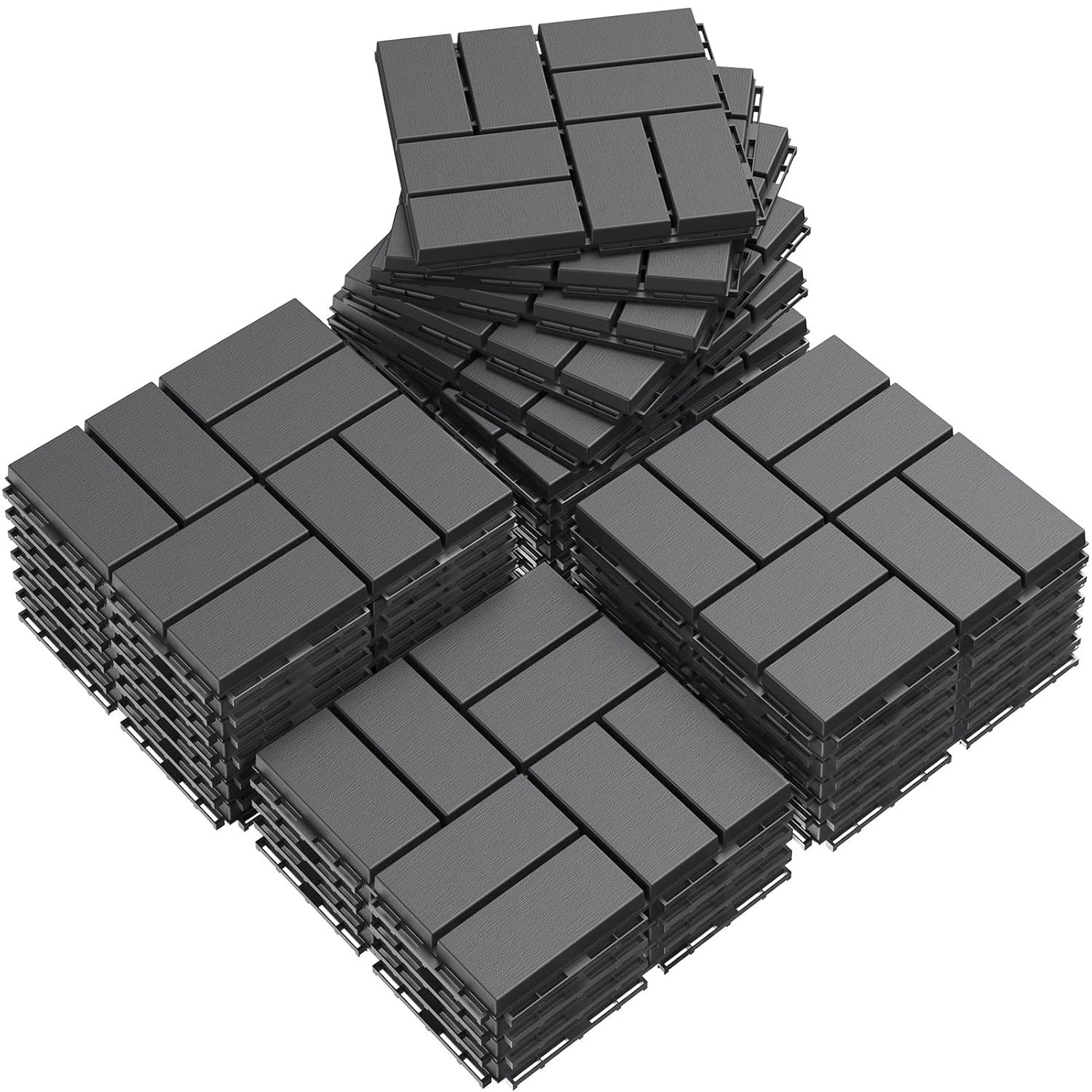 12×12 Waterproof Interlocking Deck Tiles – Dark Grey, 27 Pack for Outdoor Living