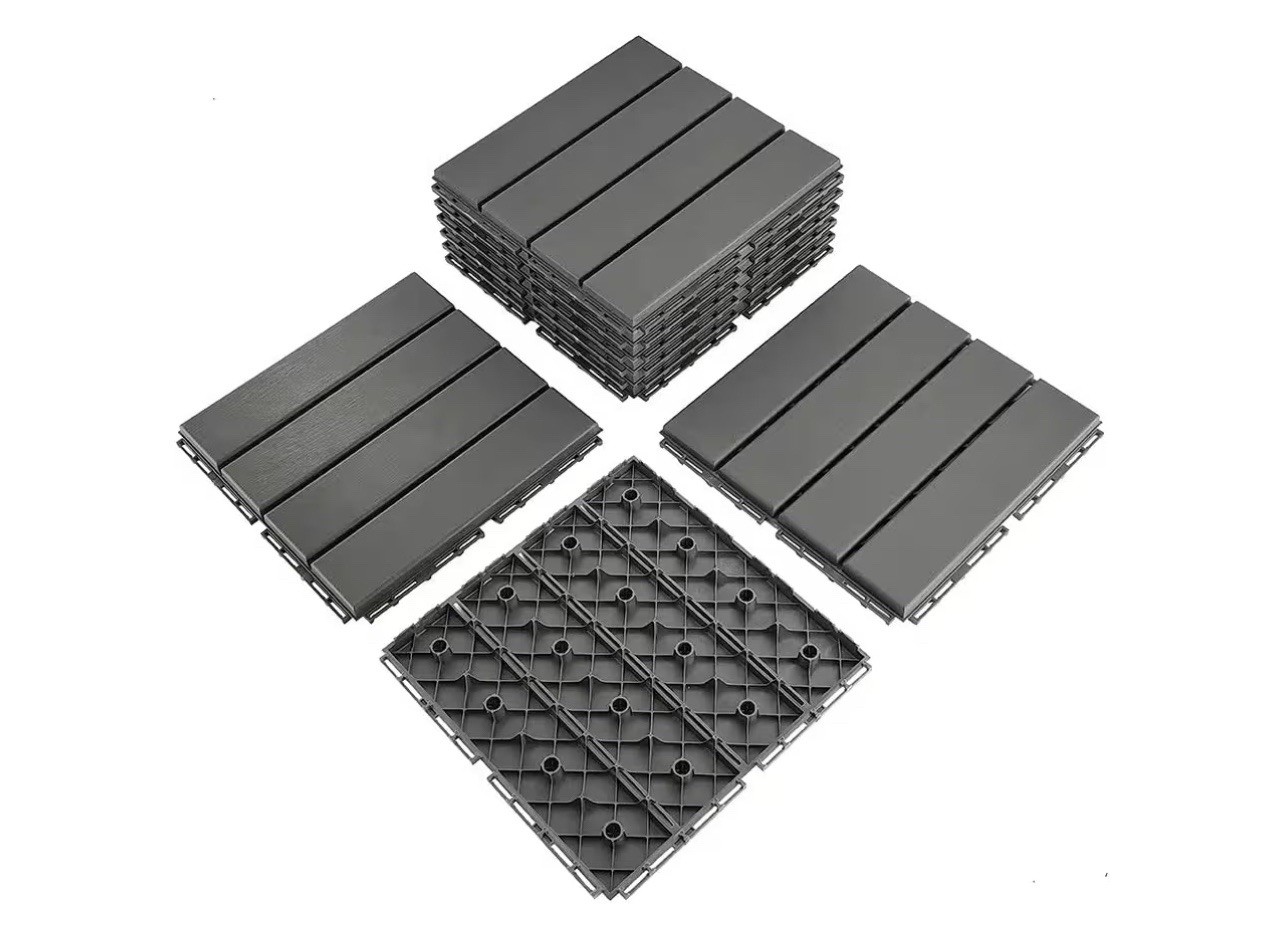 Plastic Interlocking Deck Tiles, 9 Pack , 12″x12″ Waterproof Outdoor Flooring…