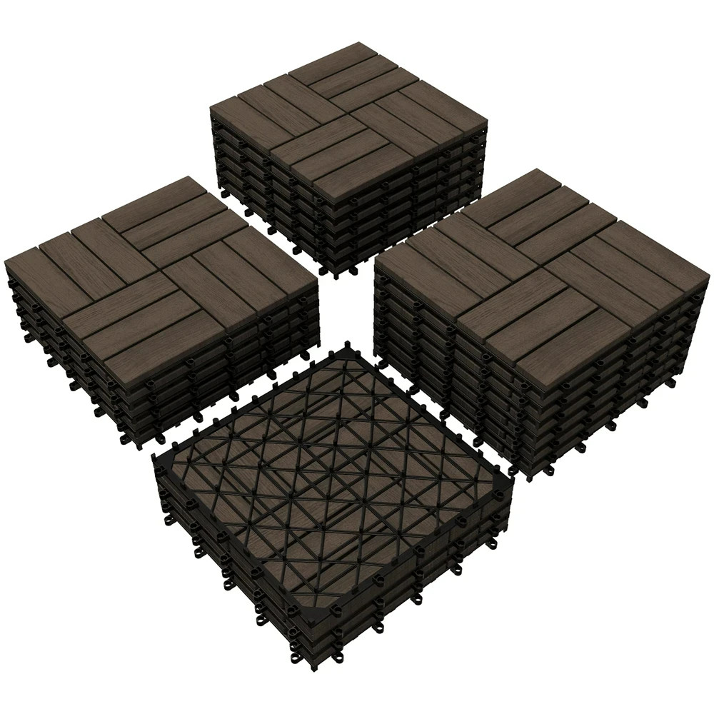 27pc Interlocking Deck Tiles Waterproof Wood Flooring Garden Patio