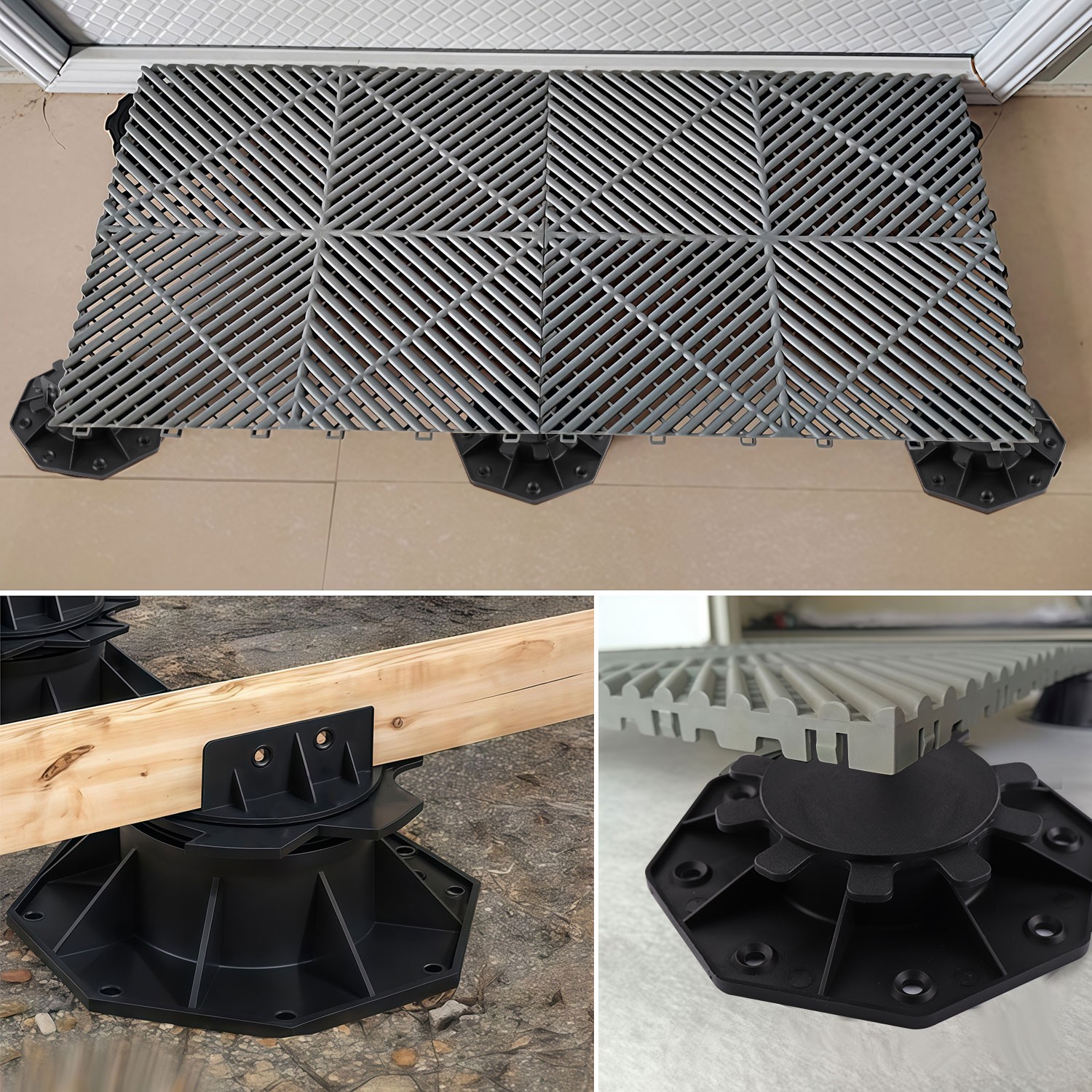 6 pcs Adjustable Deck Support Pedestal Paver Deck Blocks Deck Foundation Base