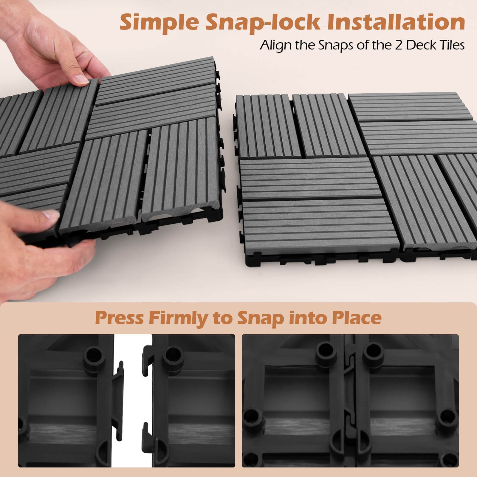 18PCS Interlocking Deck Tiles 12″ x 12″ Waterproof All Weather Flooring Covering