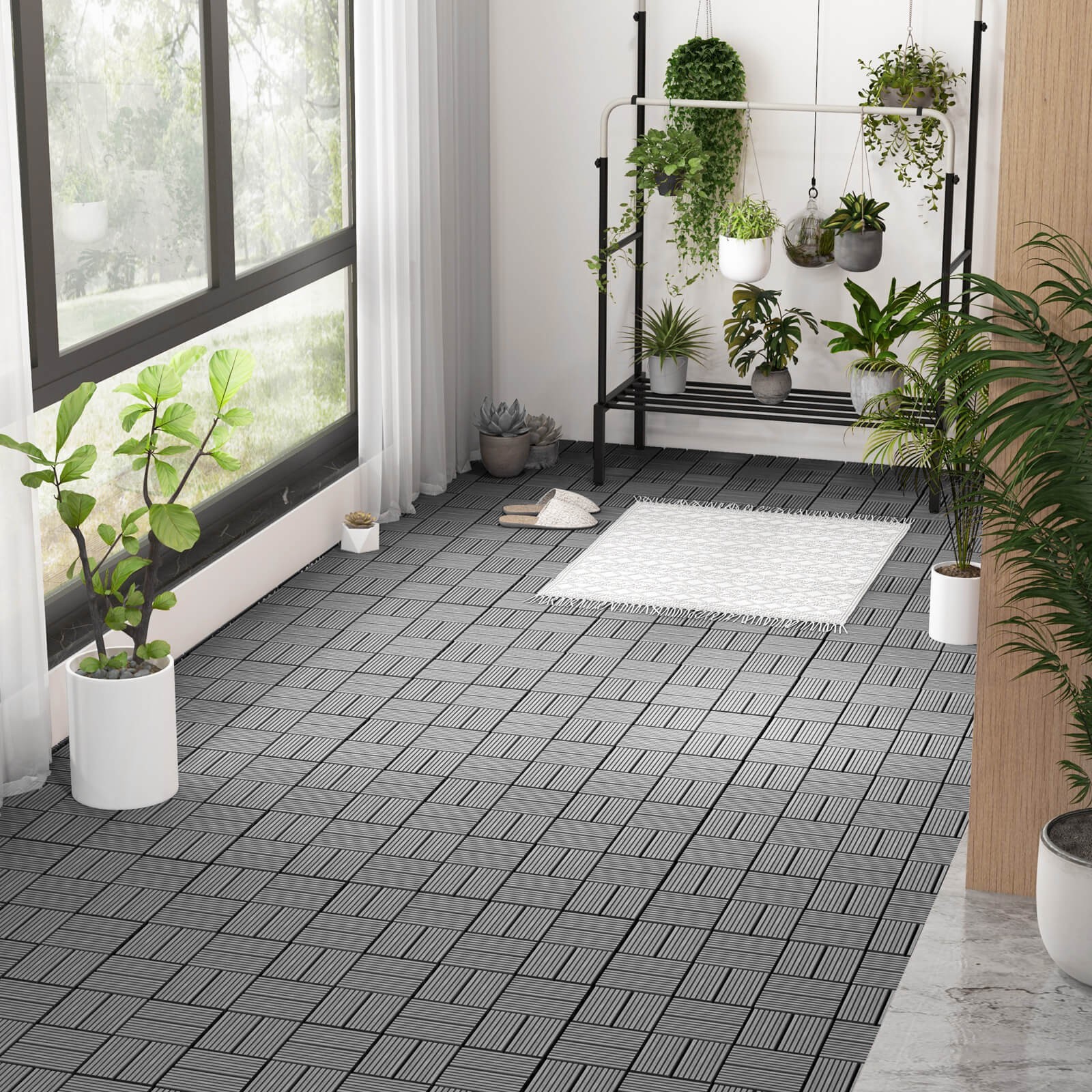 36PCS 12″ x 12″ Interlocking Deck Tiles Waterproof All Weather Flooring Covering