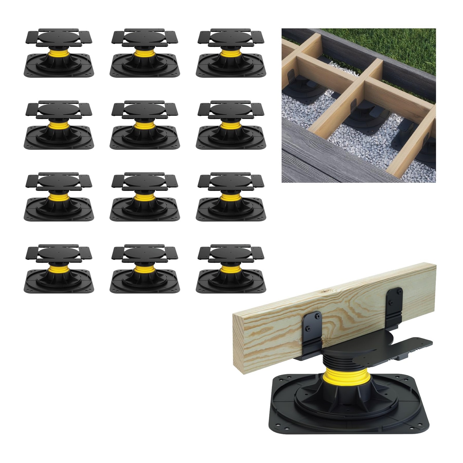 Bison Level.Up System Adjustable Deck Pedestal Joist Support Kit, 12-Pedestal