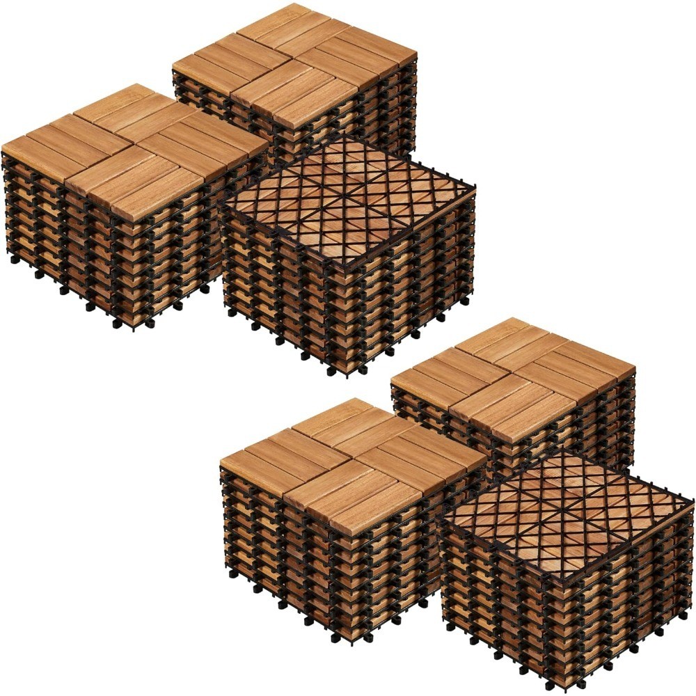 54PCS Acacia Wood Deck Tiles Interlocking Patio Flooring,Wood | Acacia wood