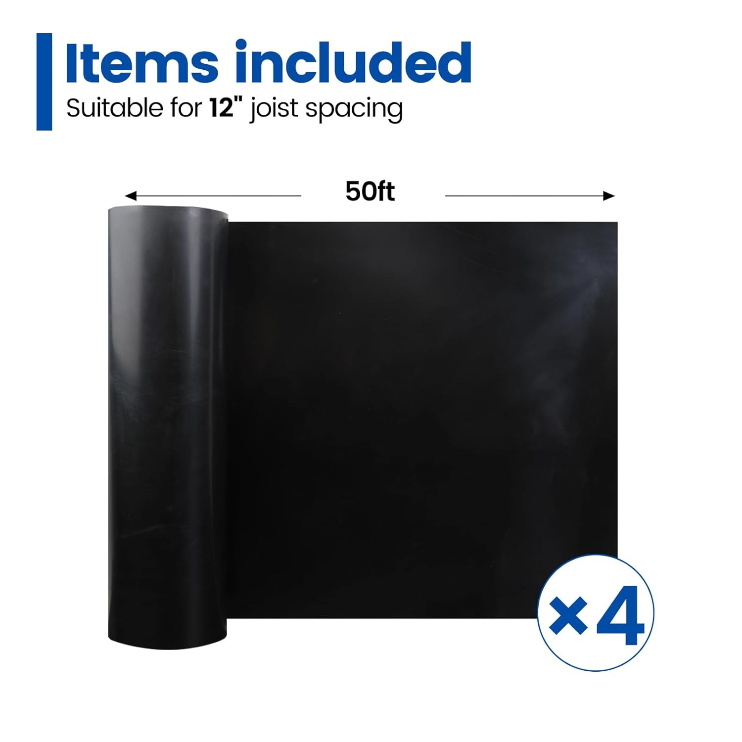 4 PCS 50FT Black under Deck Drainage System Trough HDPE Waterproofing Membrane F