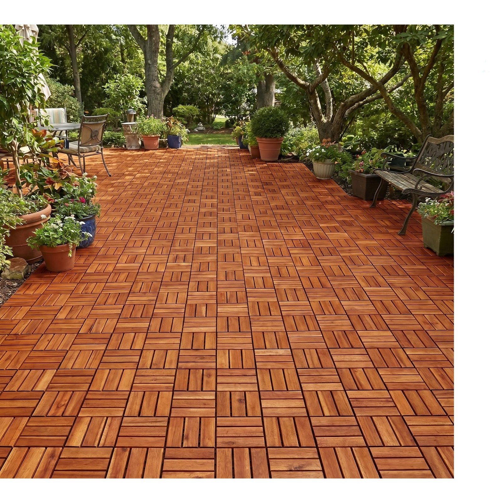 Wood Interlocking Deck Tiles – 12″X12″ Indoor & Outdoor Flooring Tiles for Balco